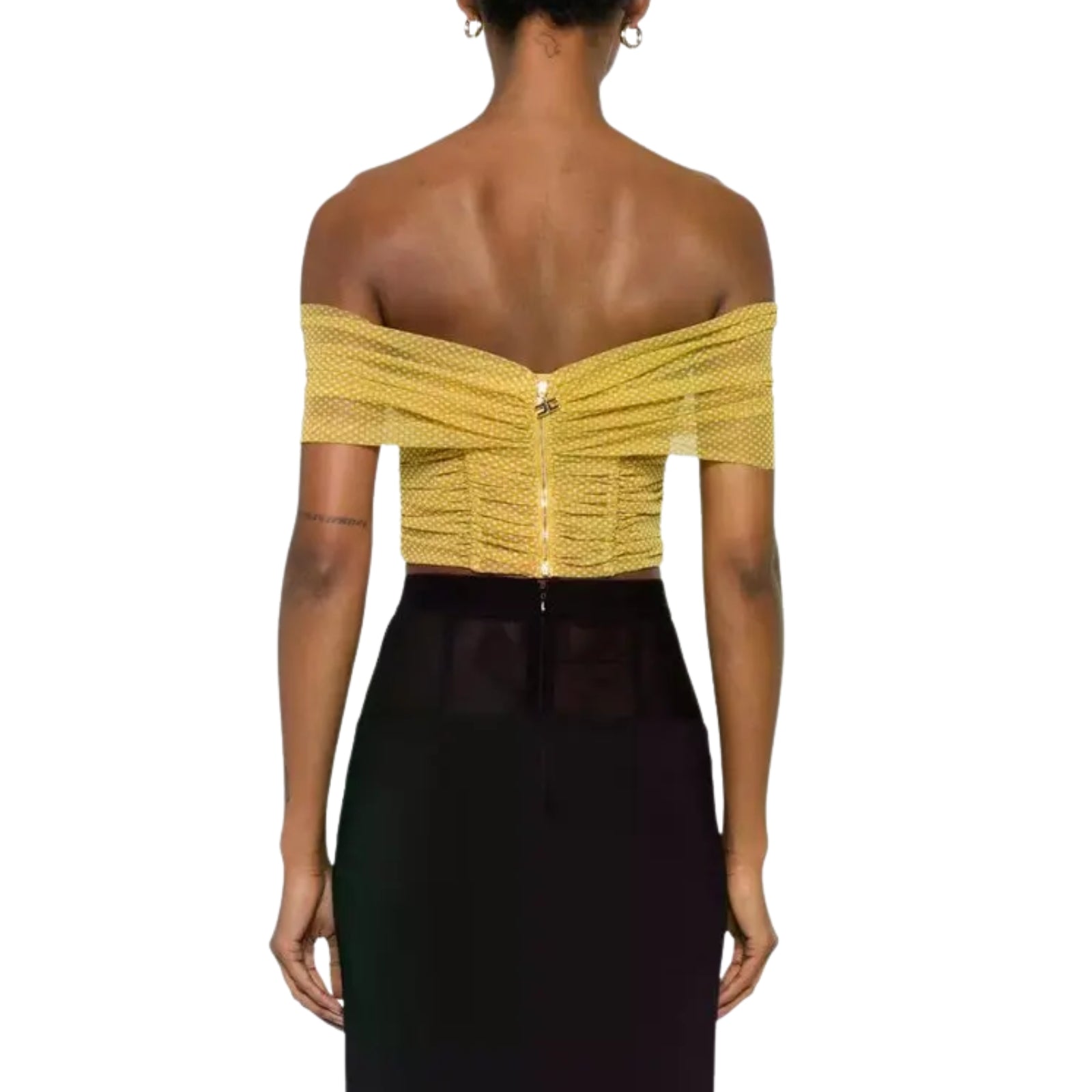 Top di in tulle con scollo spalle scoperte
