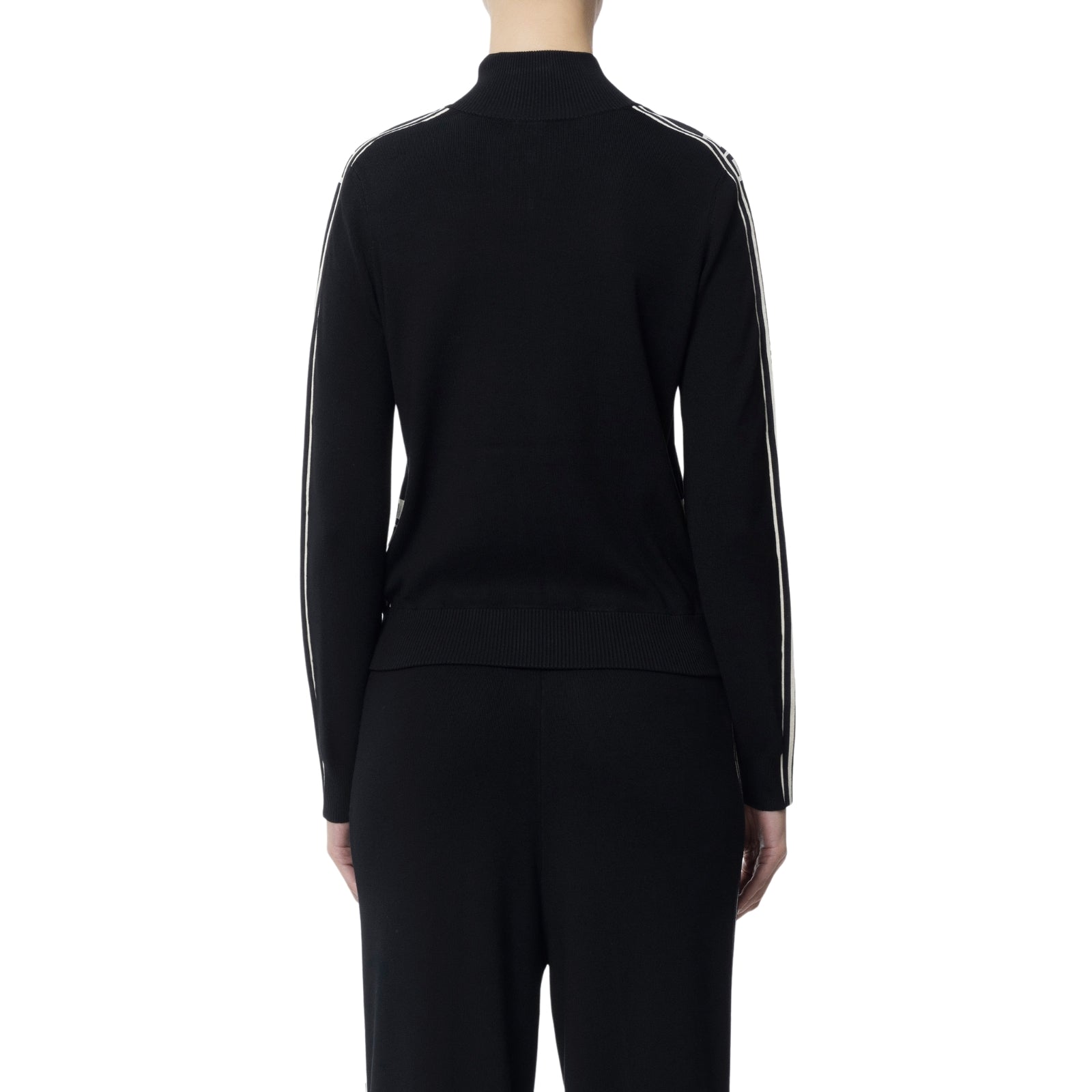Cardigan bande a contrasto con logo - NERO