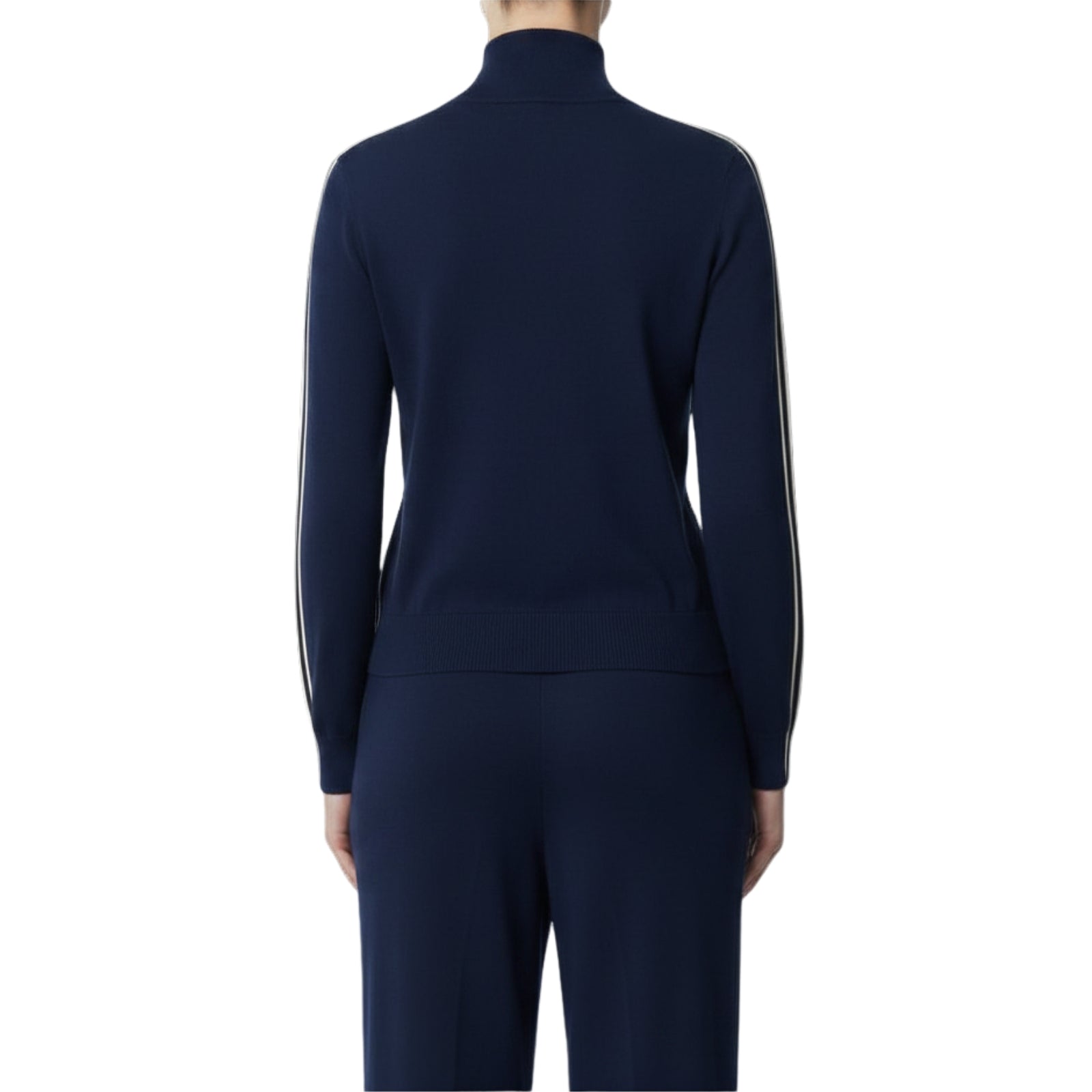 Cardigan bande a contrasto con logo - BLU