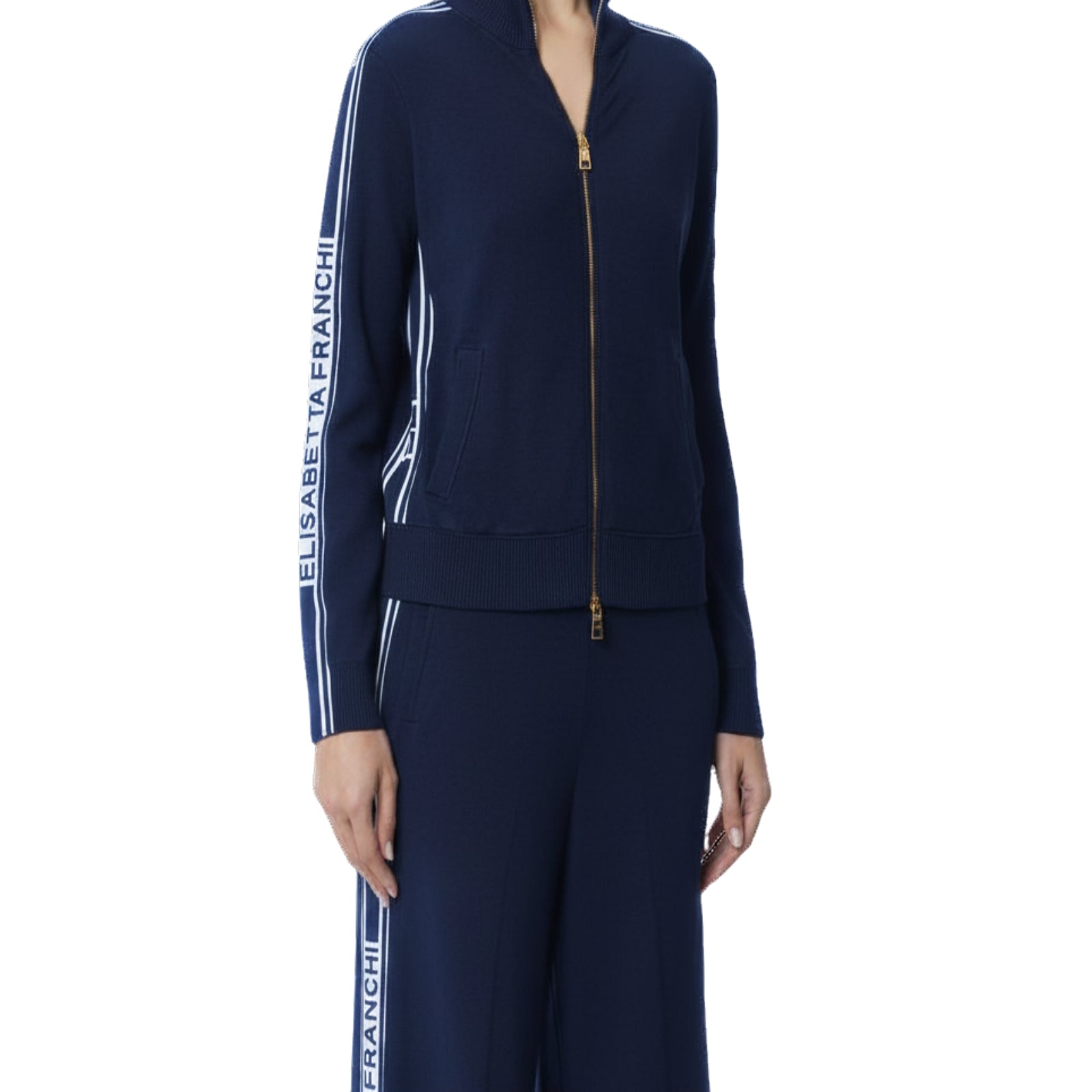 Cardigan bande a contrasto con logo - BLU