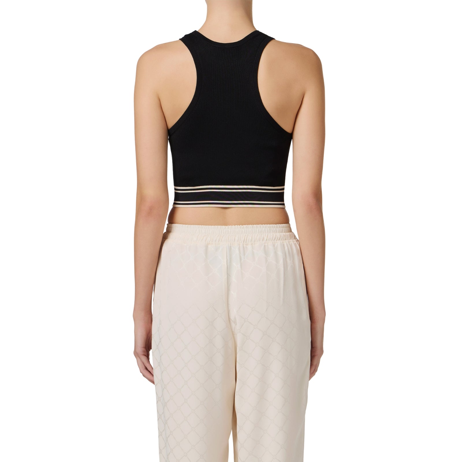 Top cropped e logo a contrasto - NERO
