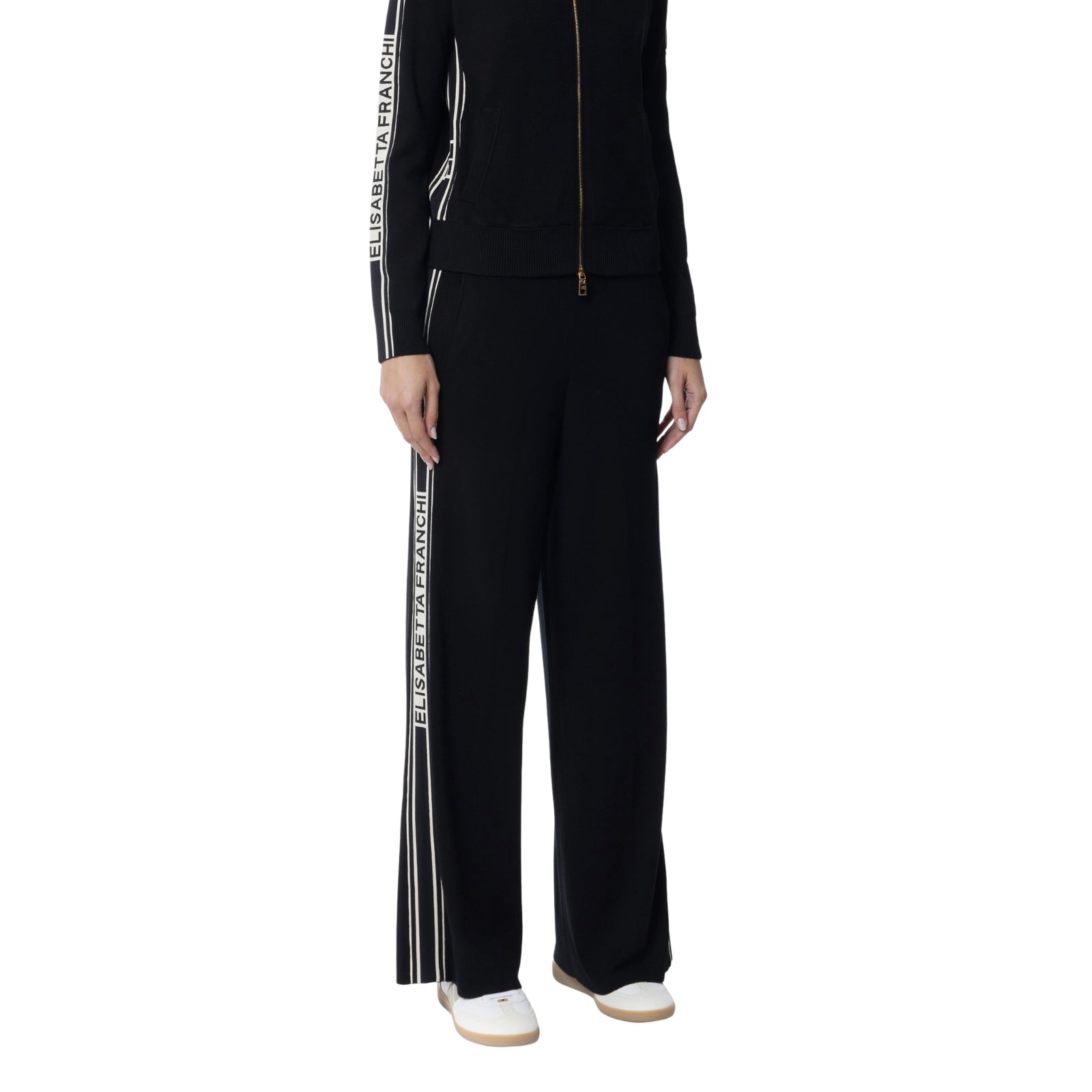 Pantalone con  bande a contrasto logate - NERO/BURRO