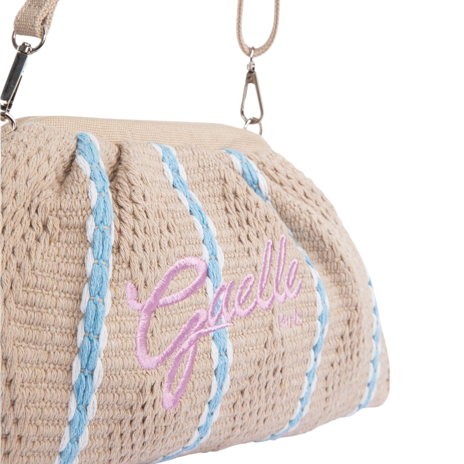 Maxi pochette con ricamo firma rosa logo gaelle