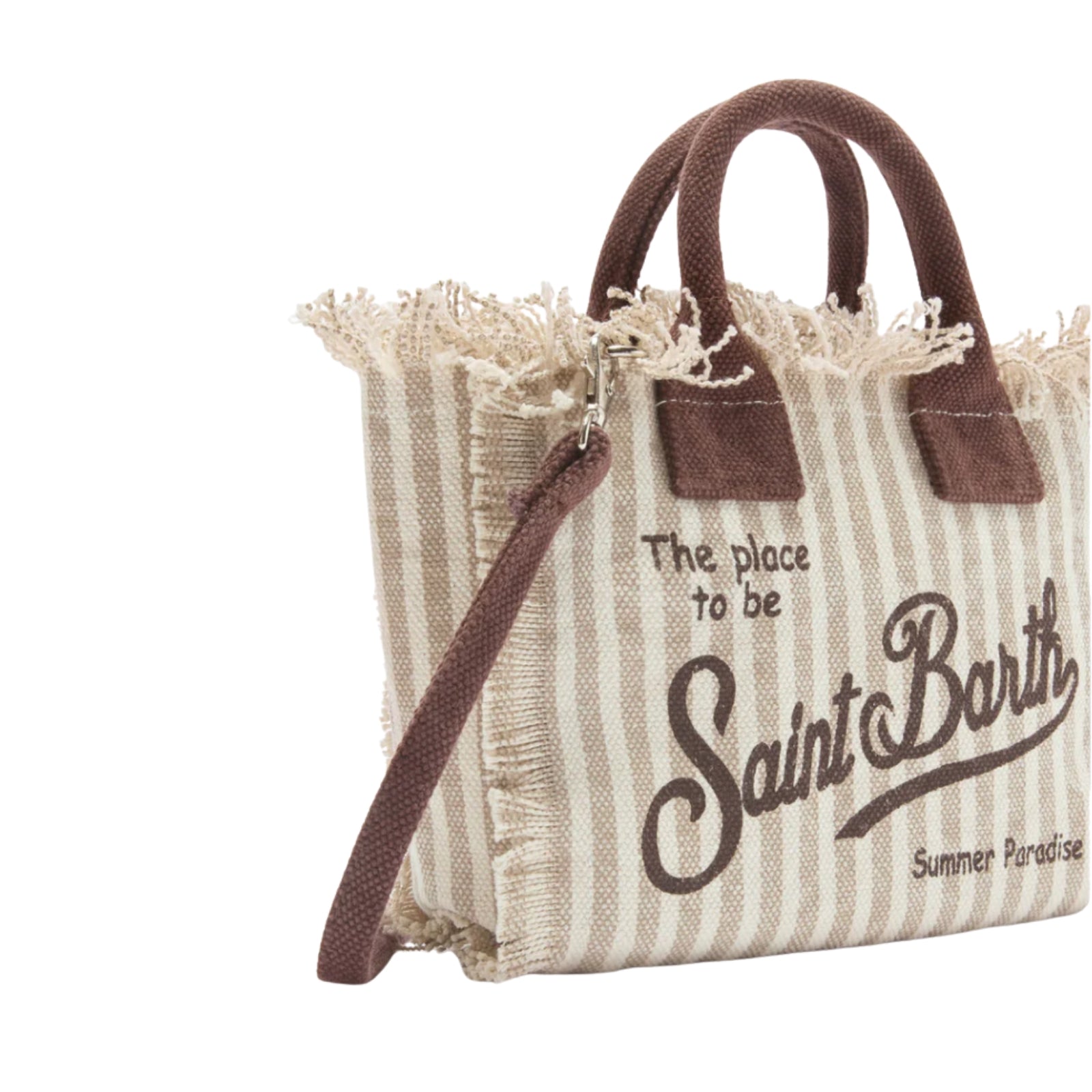 Borsa Mini Vanity in Canvas di cotone - RIGHE BEIGE