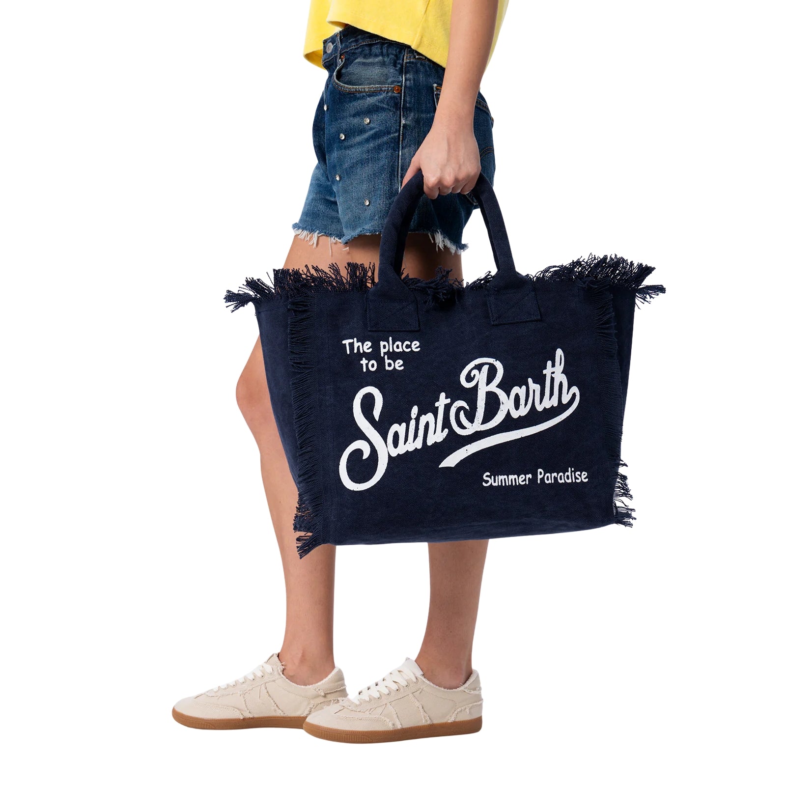 Borsa a spalla Vanity in canvas di cotone - BLU