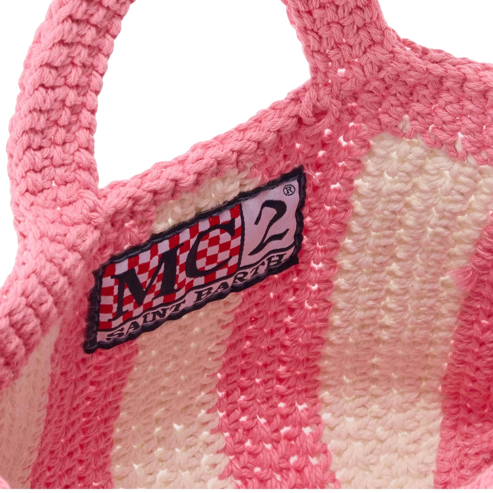 Borsa mini Crochet a righe con logo ricamato