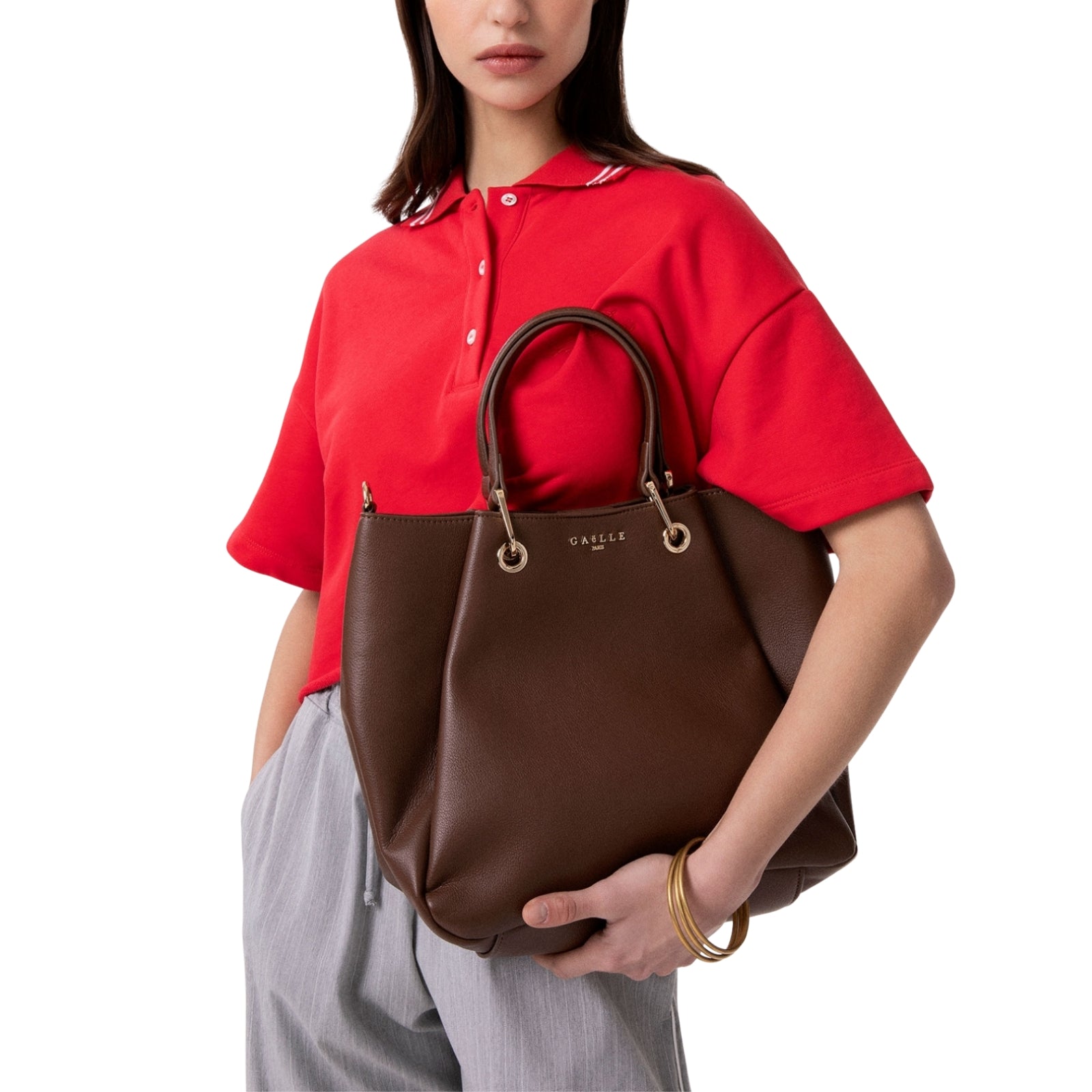 Maxi hand bag con tracolla in jaquard - MOKA