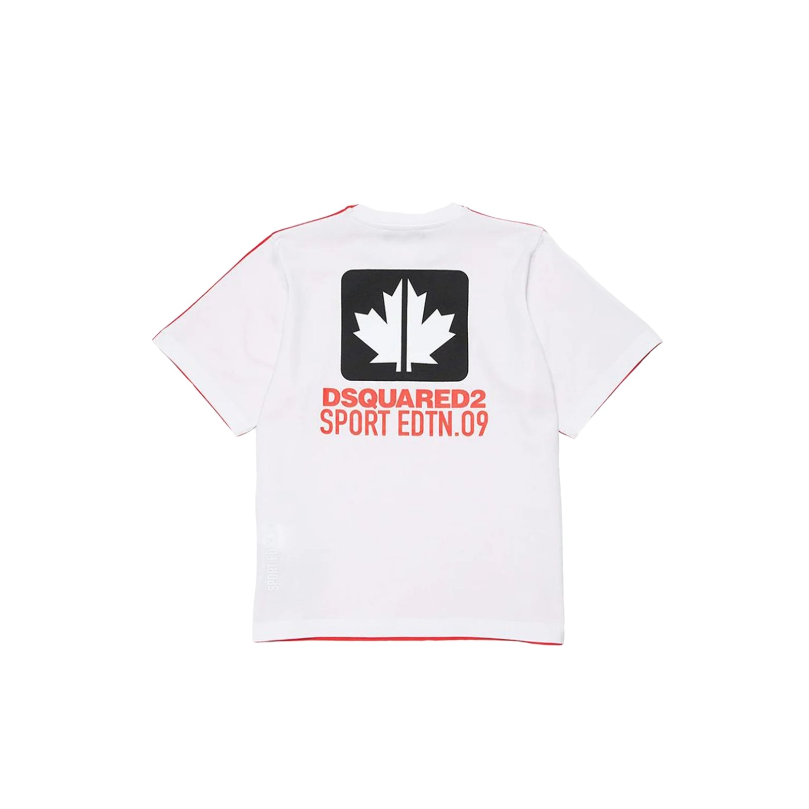 T-shirt girocollo con stampa fronte e retro - ROSSO