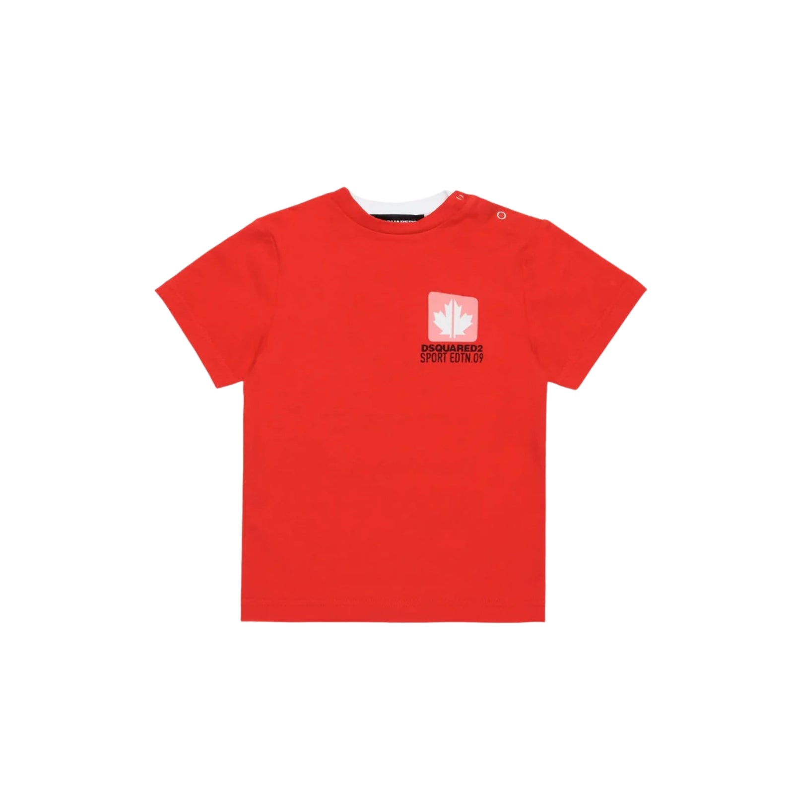 T-shirt girocollo con stampa fronte e retro - ROSSO
