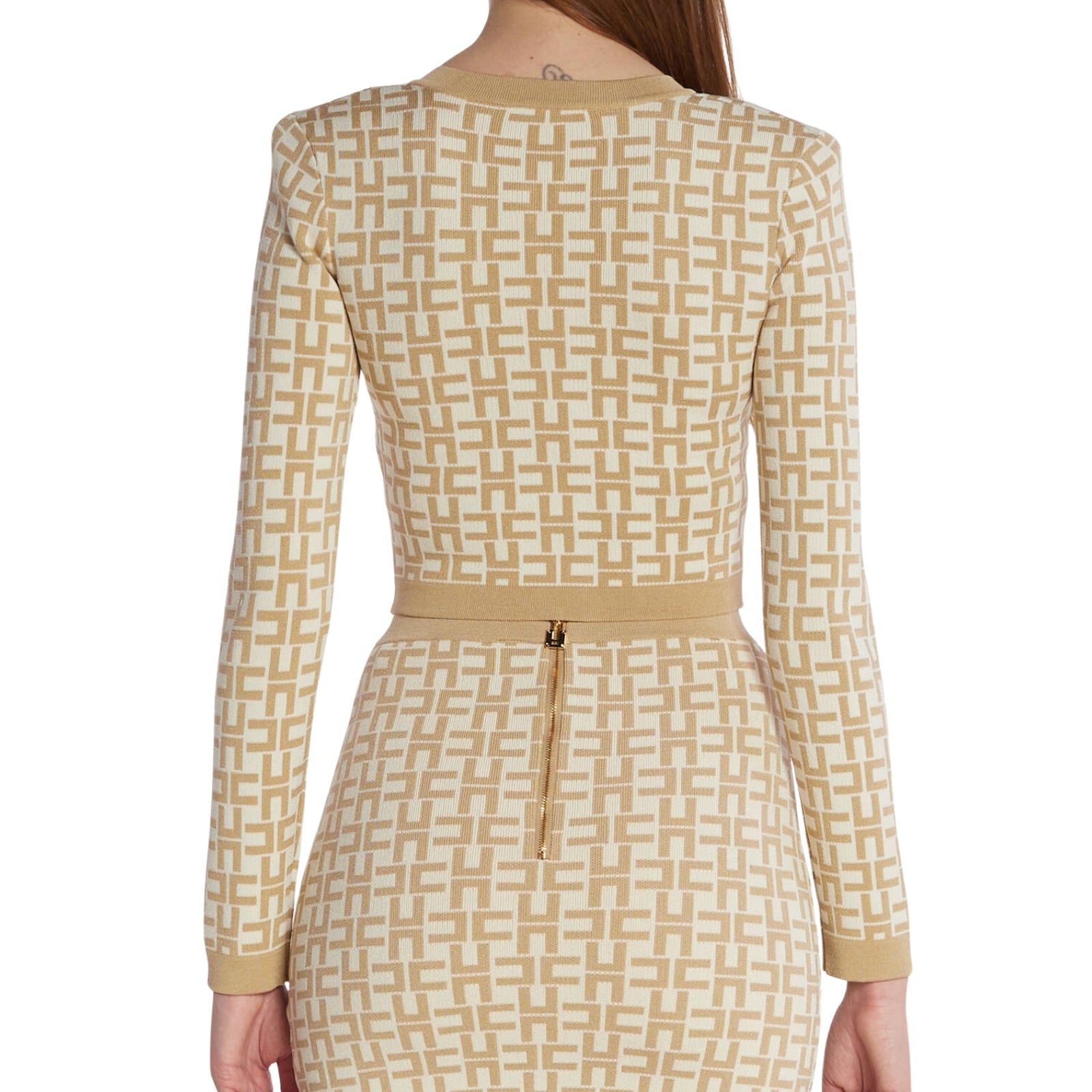Cardigan corto zip logato