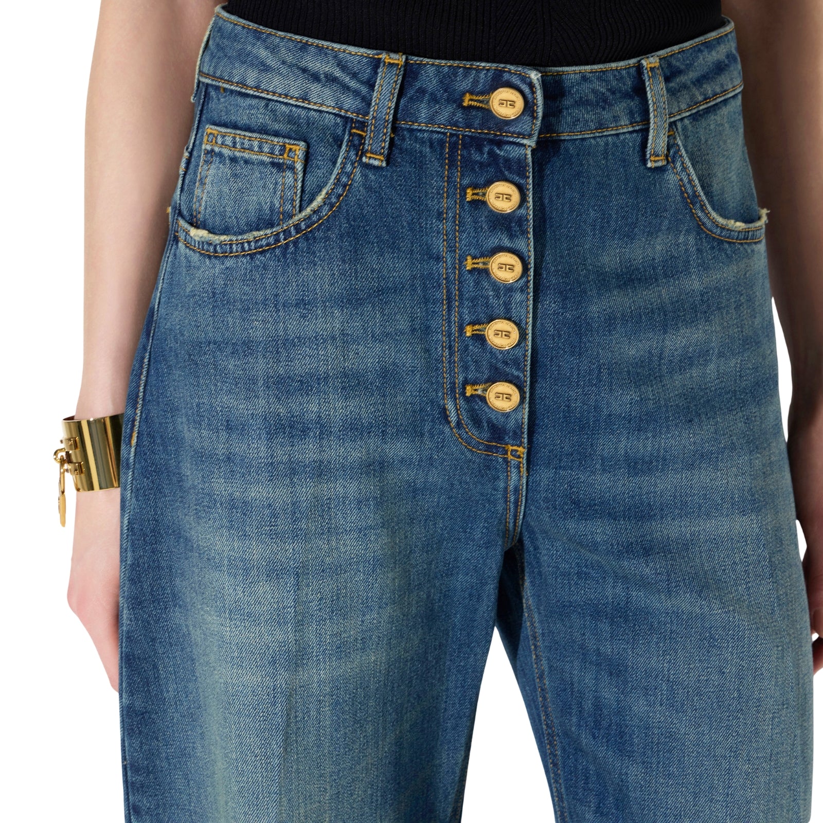 Jeans balloon con bottoni gioiello