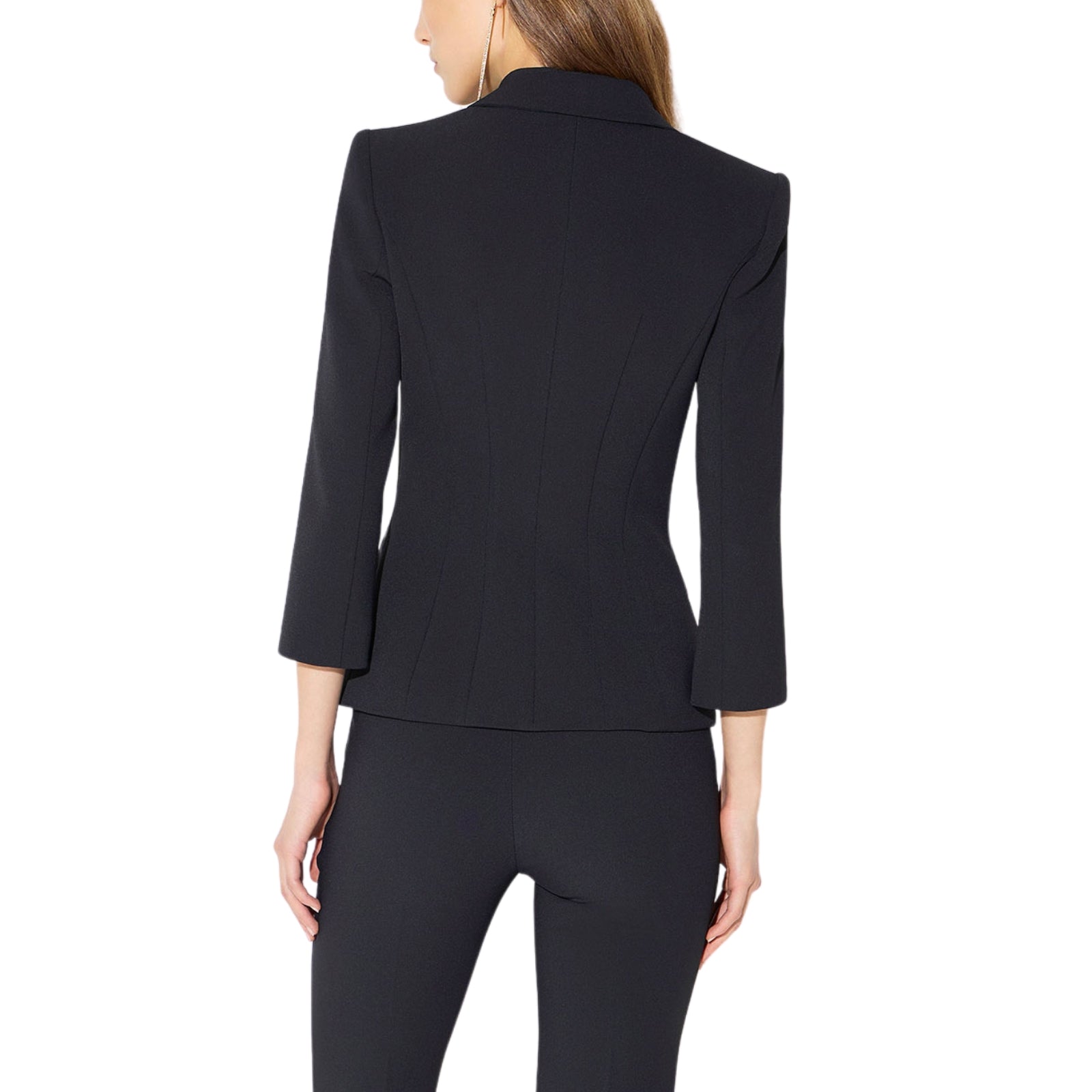 Giacca in doppio crêpe stretch con logo gioiello