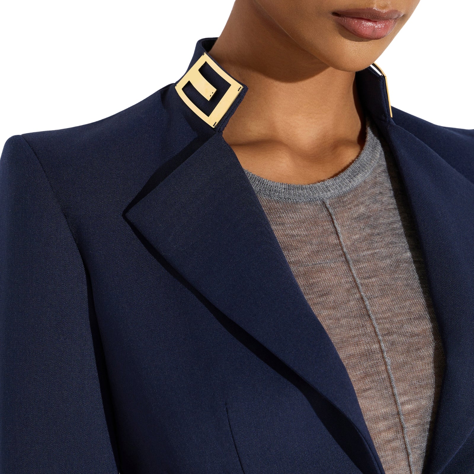 Giacca in gabardina con collo gioiello