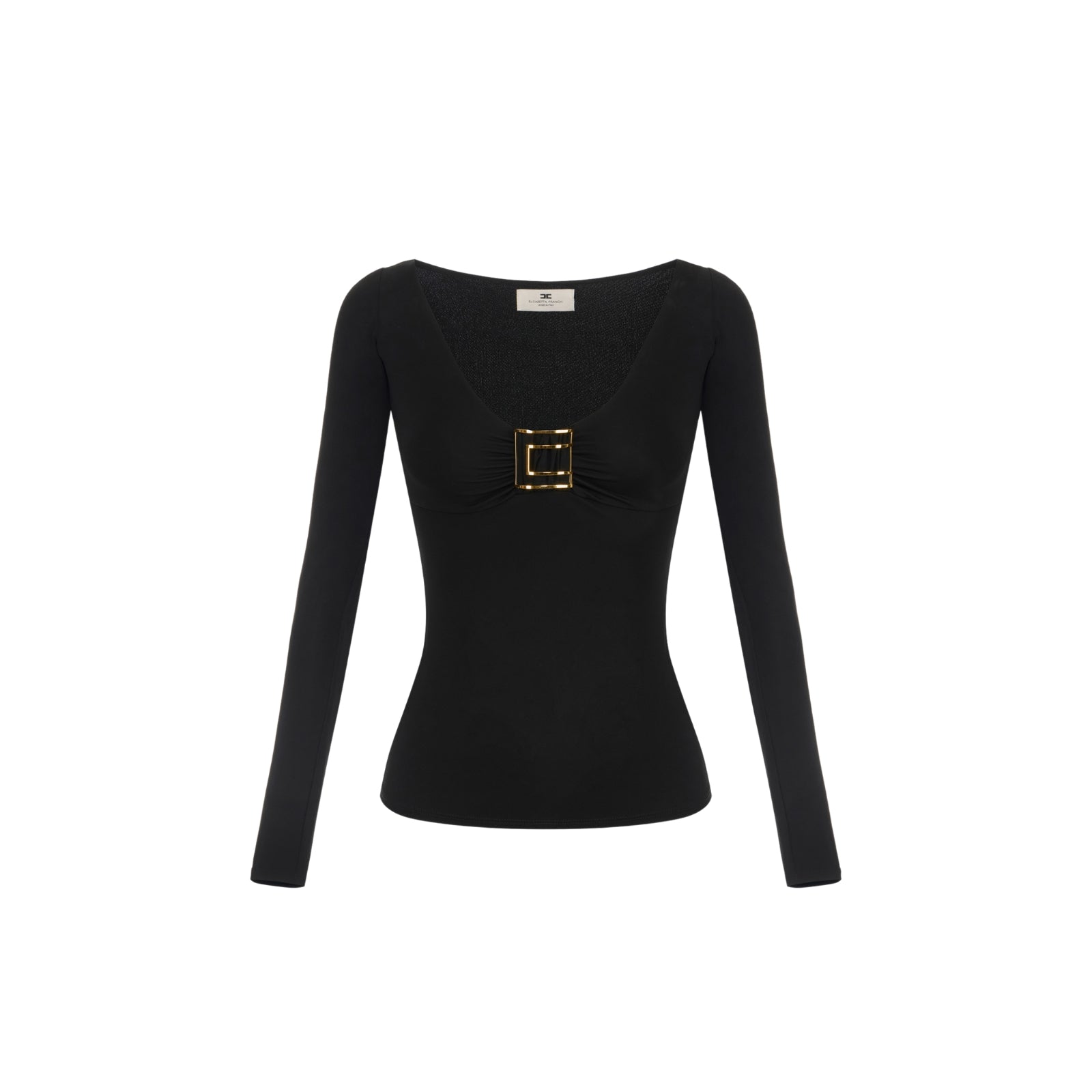 Maglia in jersey con logo gioiello - NERO