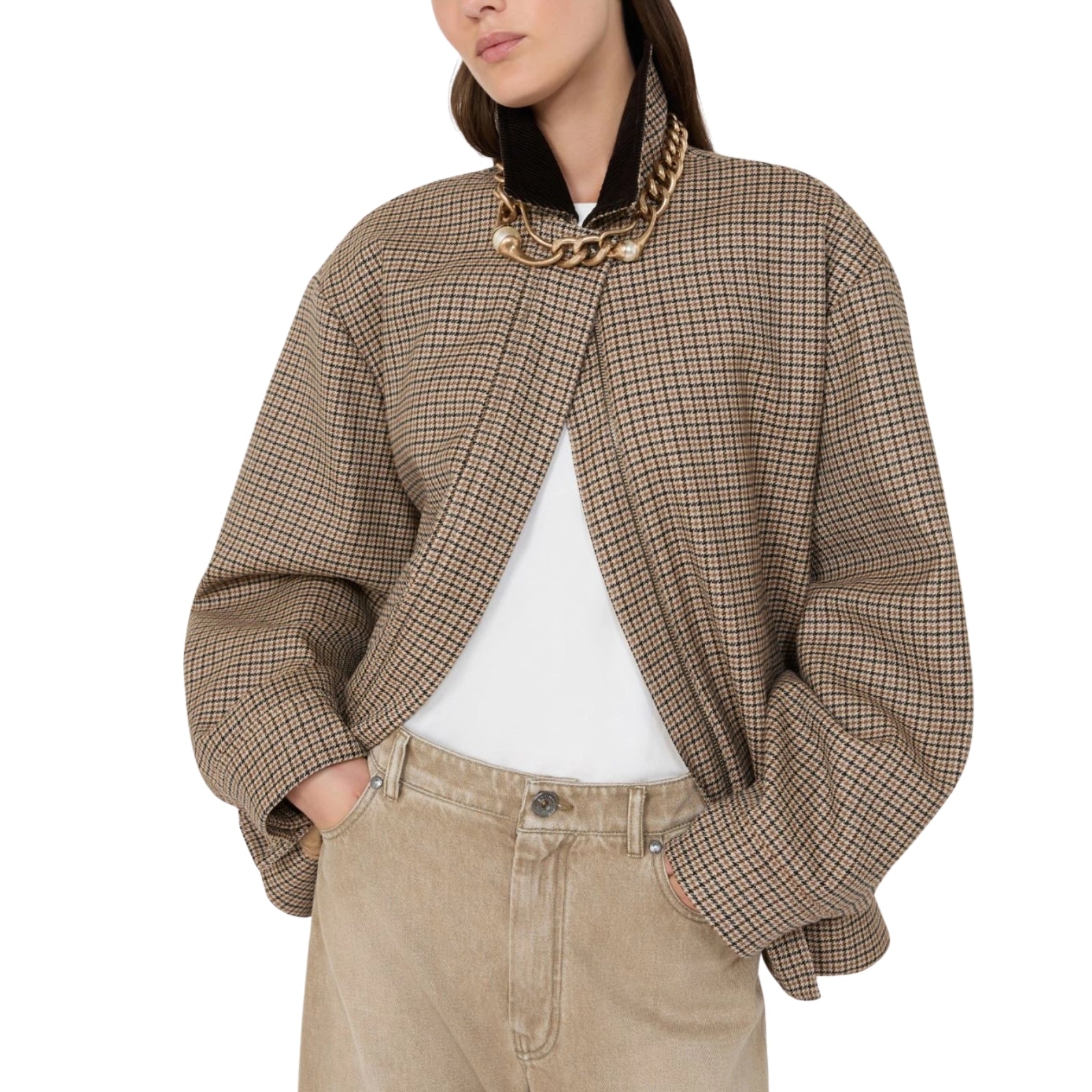 Giacca bomber in lana Pied de Poule