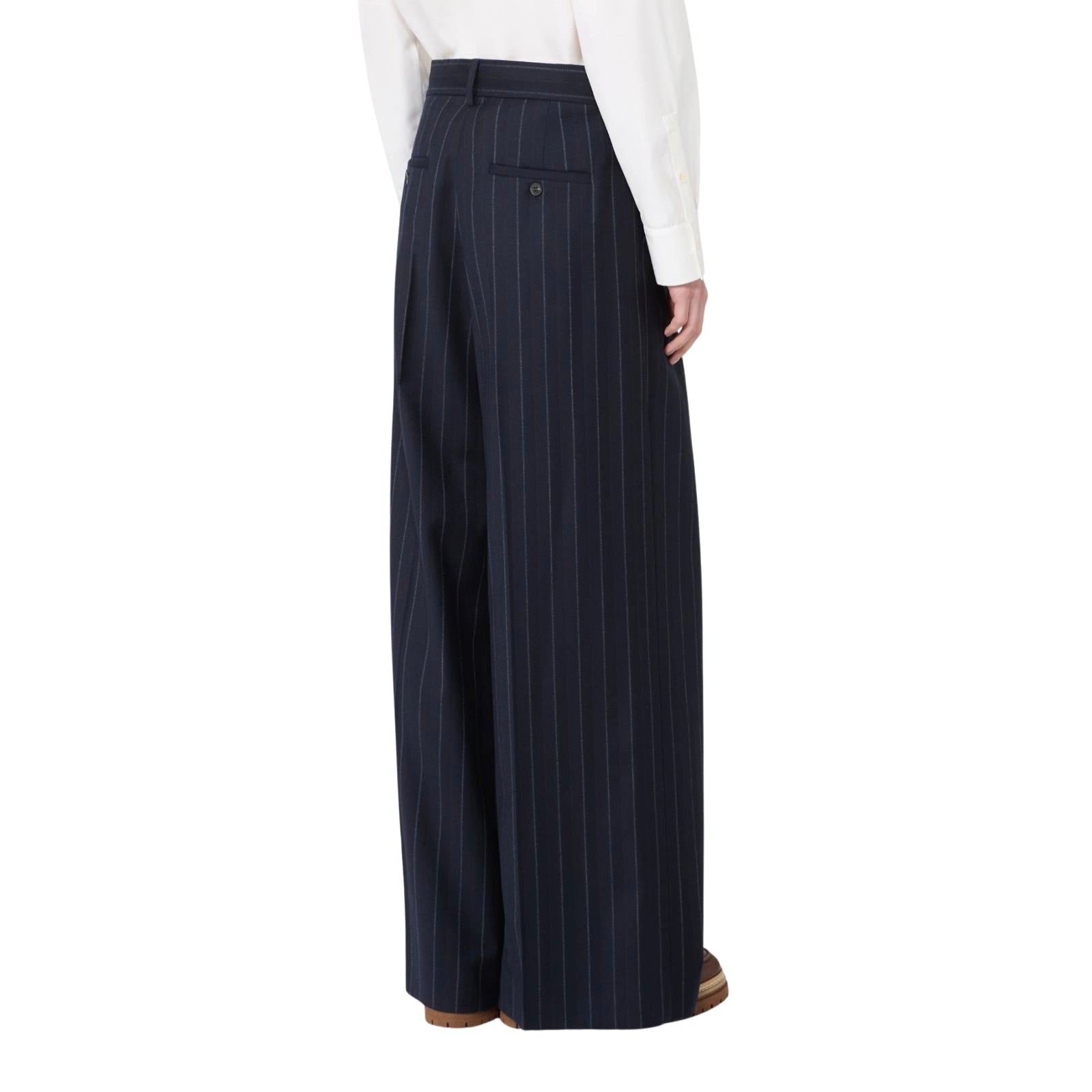 Pantalone in flanella gessata di lana