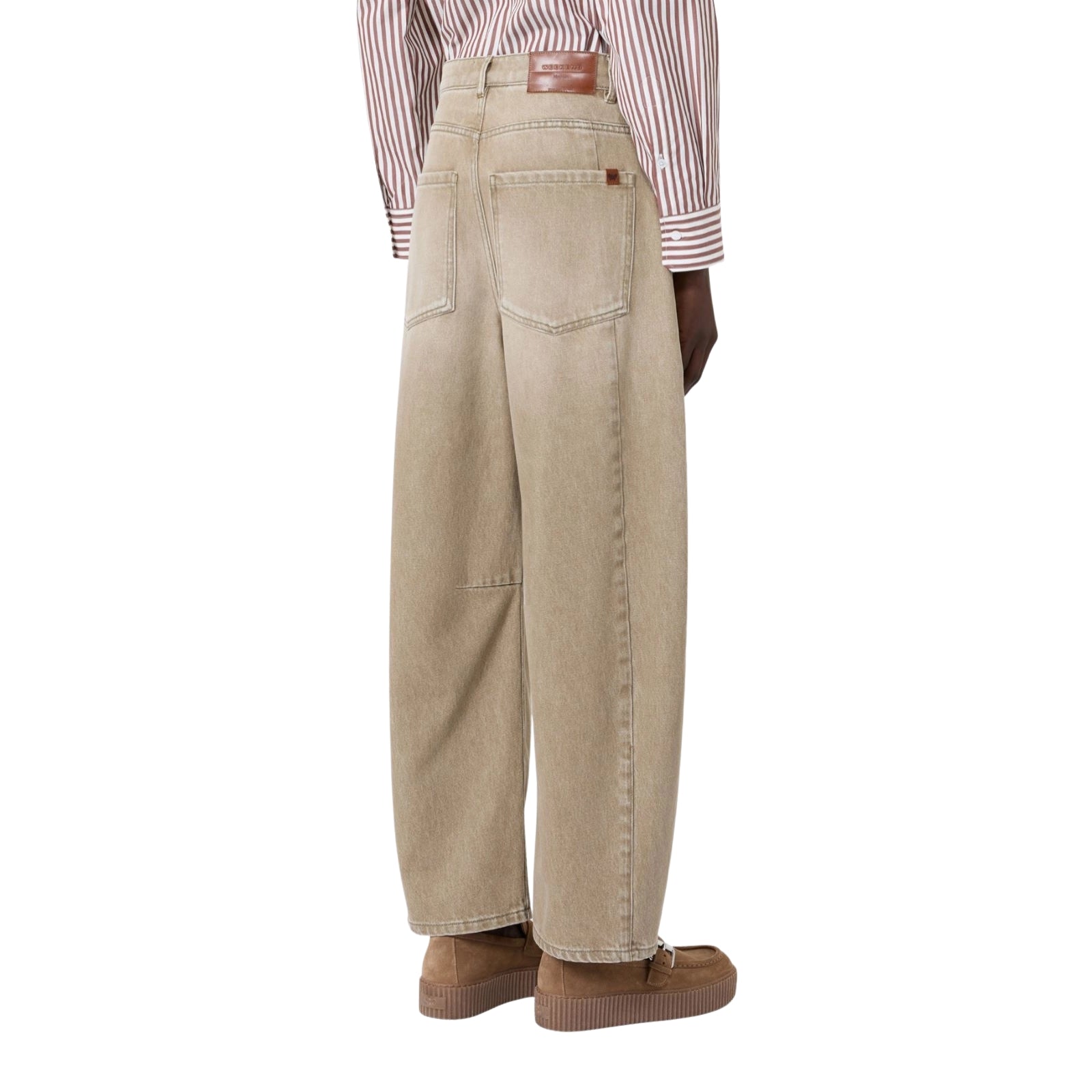Jeans barrel leg in denim effetto used