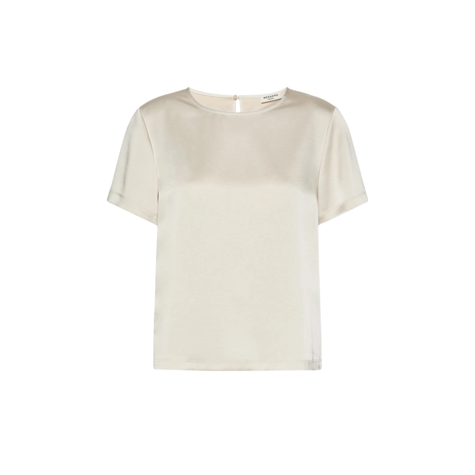 T-shirt girocollo in raso - PANNA