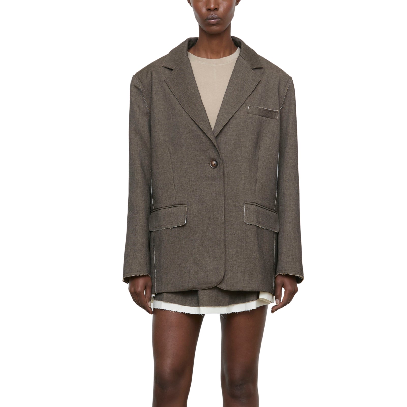 Giacca blazer oversize in tessuto mélange