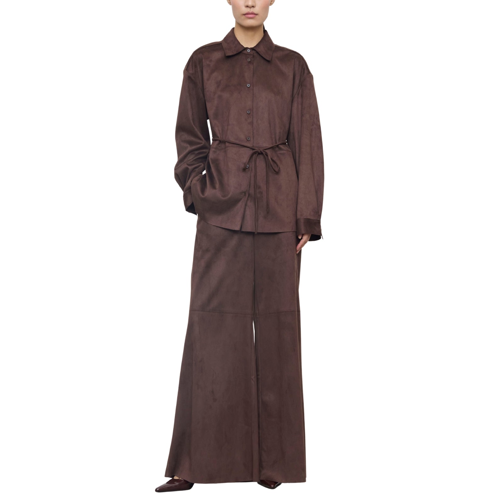 Pantaloni Palazzo Effetto Scamosciato