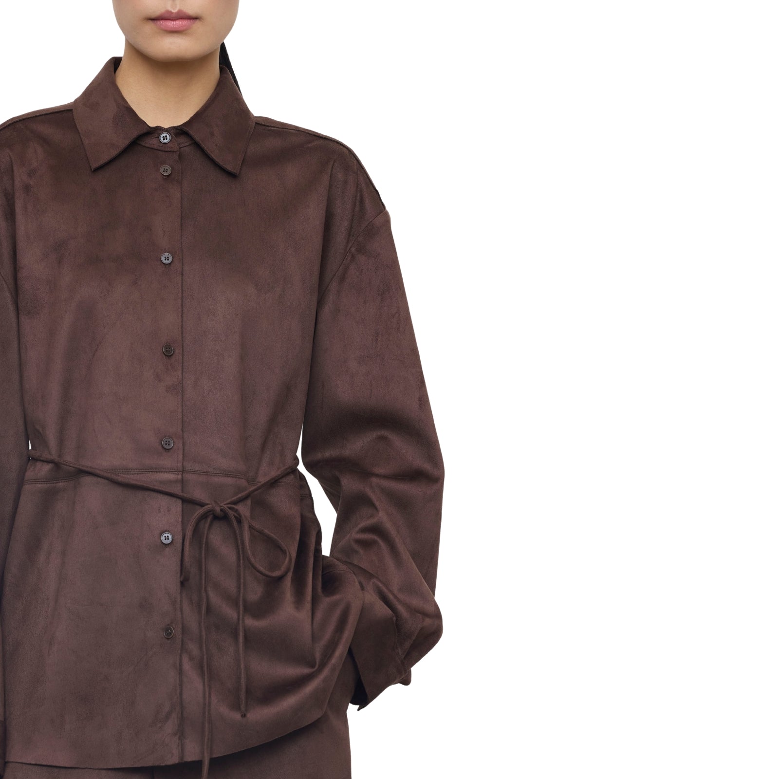 Camicia Lunga Oversize Effetto Scamosciato