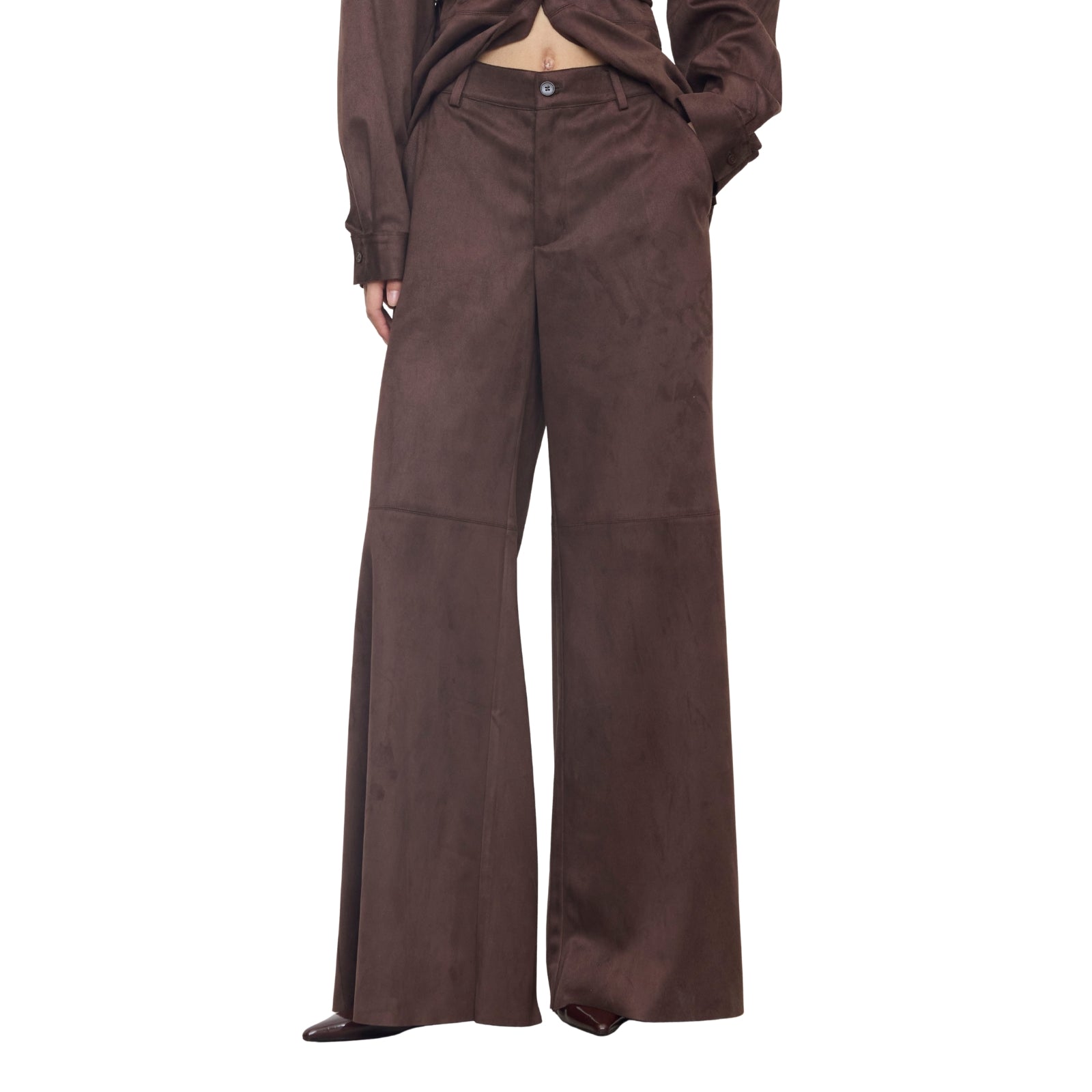 Pantaloni Palazzo Effetto Scamosciato