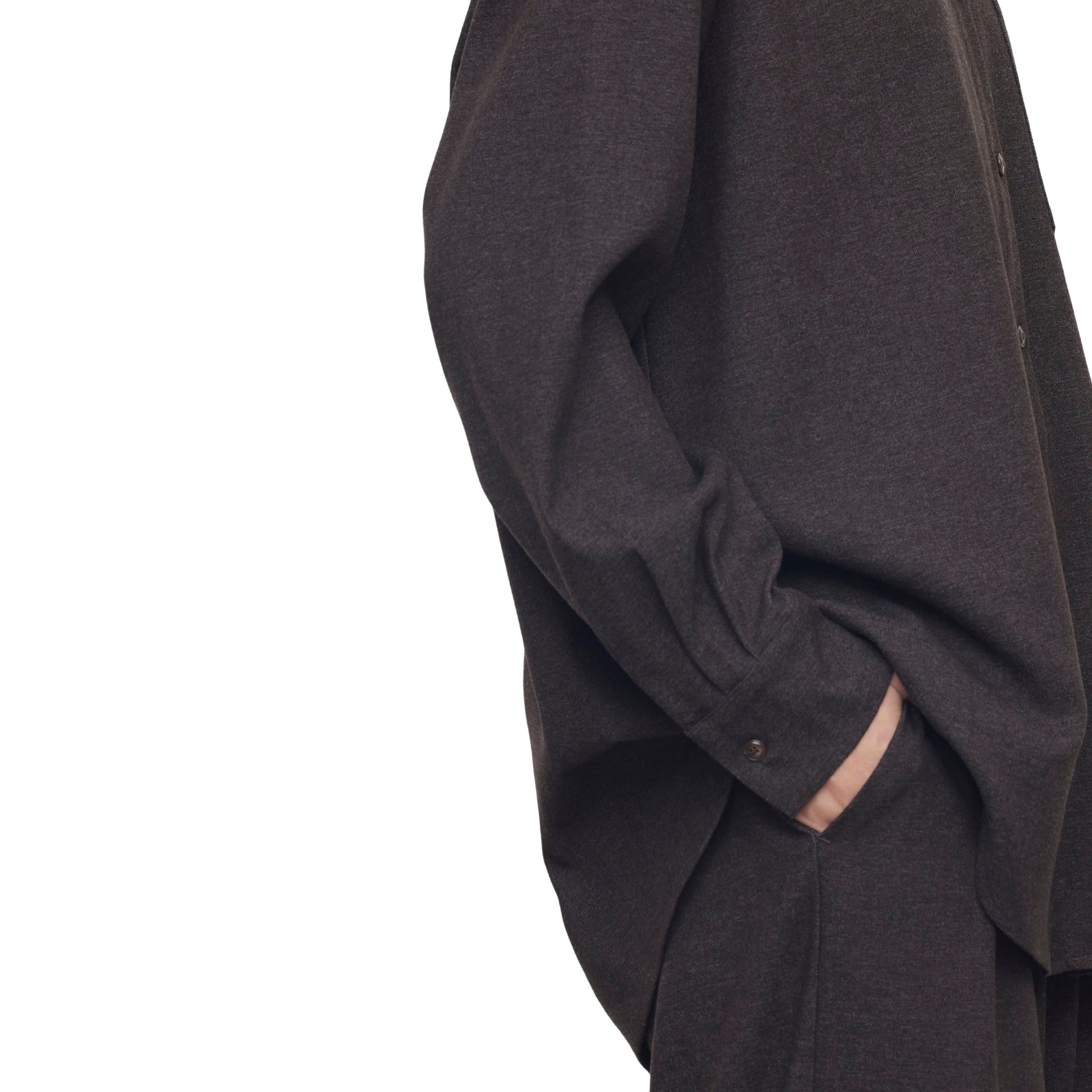 Camicia Oversize in Flanella Grigio Scuro Melange
