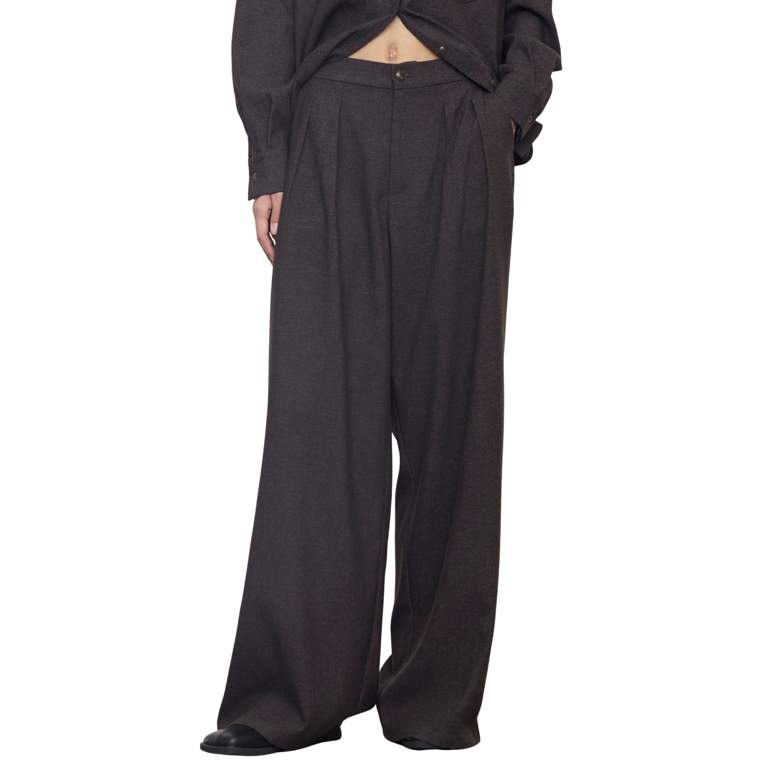 Pantaloni Palazzo con Doppie Pinces Melange