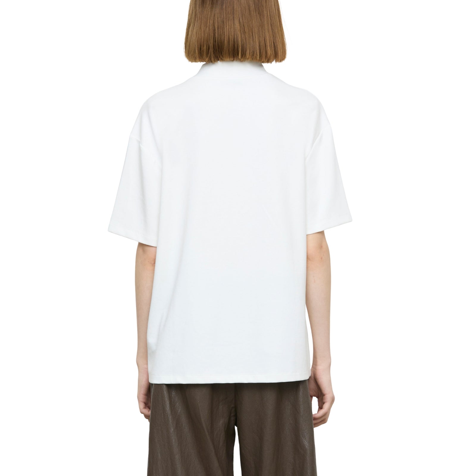 T-shirt Boxy Oversize Bianco Ottico con Fiocco al Collo