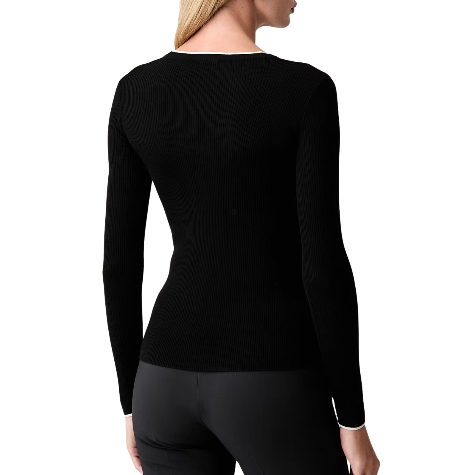 Cardigan in maglia a costine - NERO/BURRO