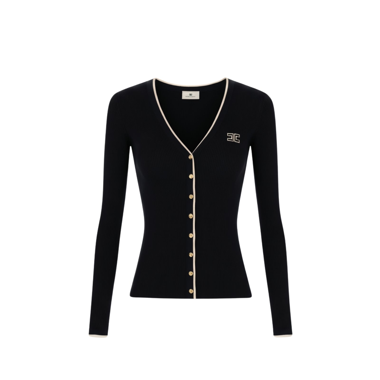 Cardigan in maglia a costine - NERO/BURRO