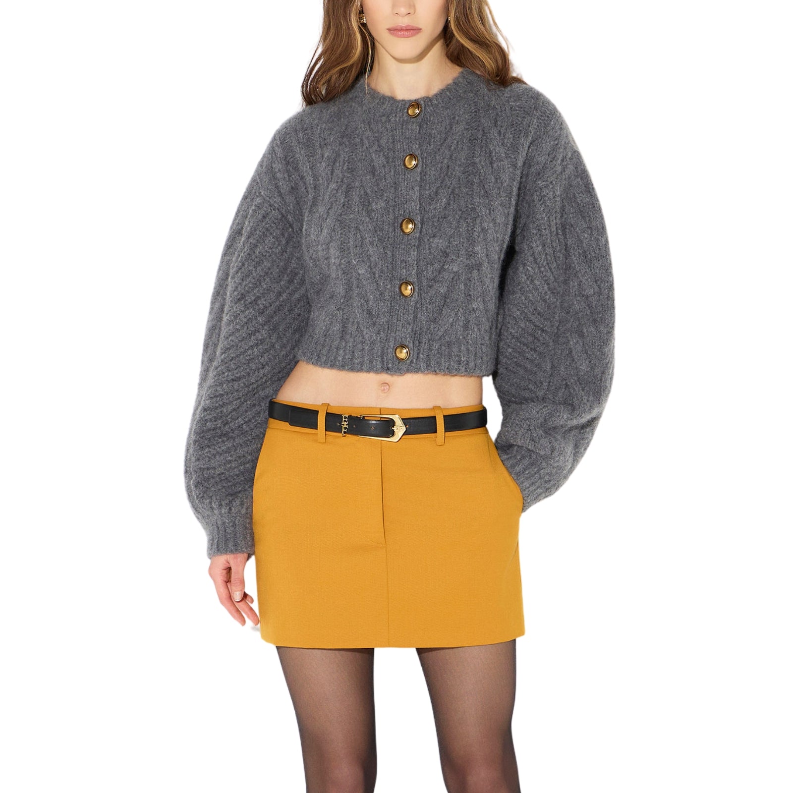 Cardigan in maglia trama a coste