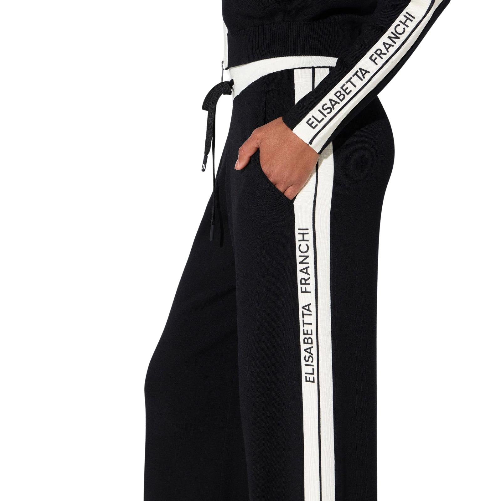 Pantaloni in maglia con logo - NERO
