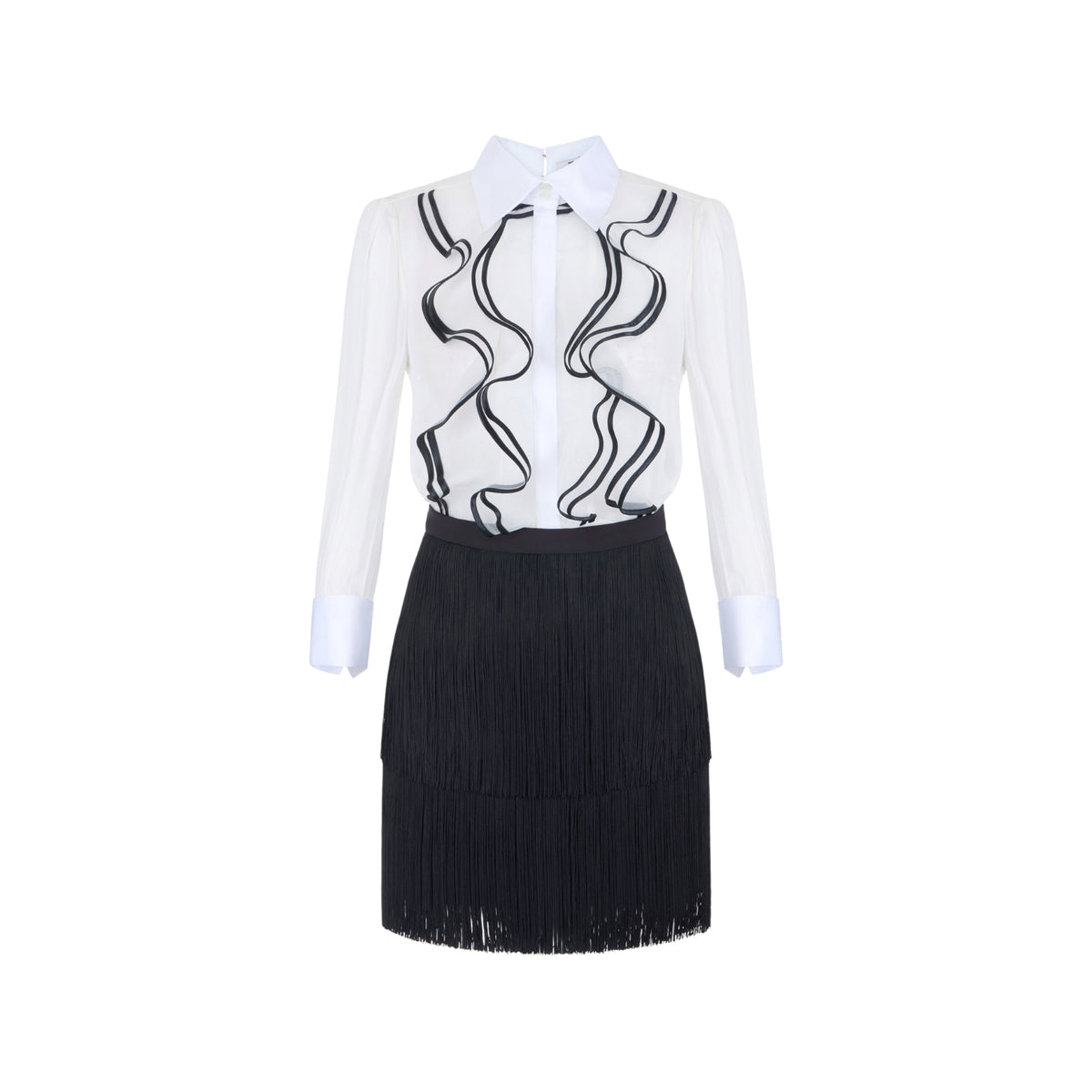 Abito in georgette con ruches e frange