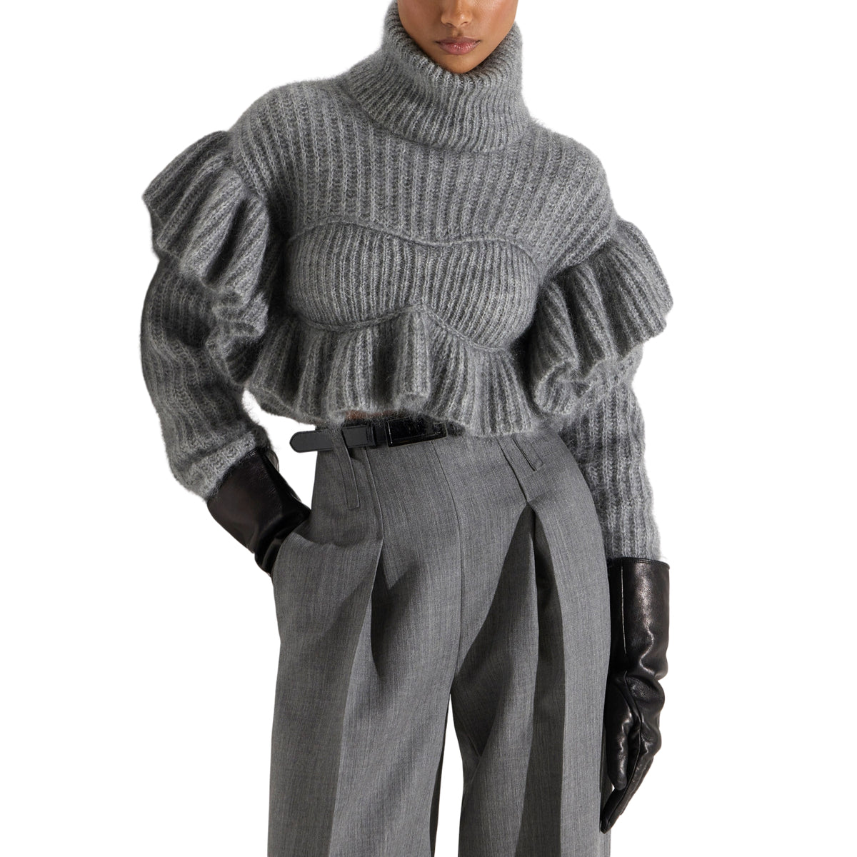 Pullover in maglia con ruches