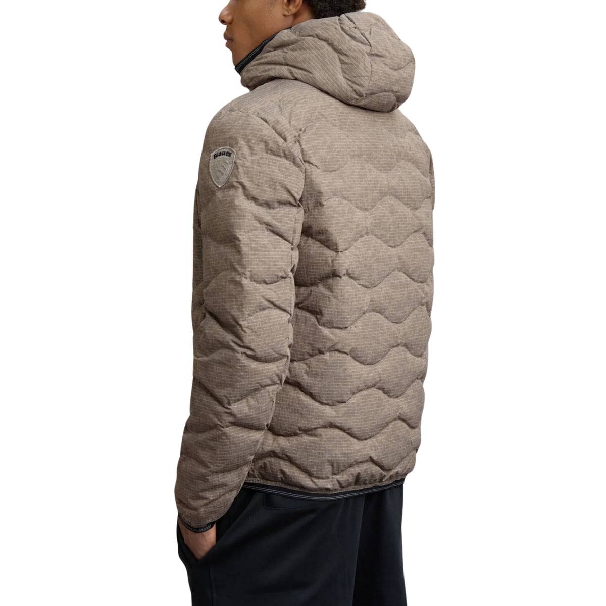Piumino trapuntato ad onde con taschina - Grigio