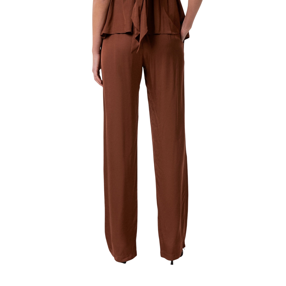Pantalone palazzo in raso - Moka