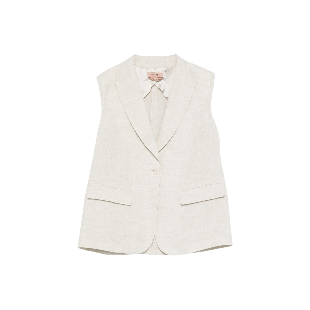 Gilet in lino naturale con lurex - Avorio
