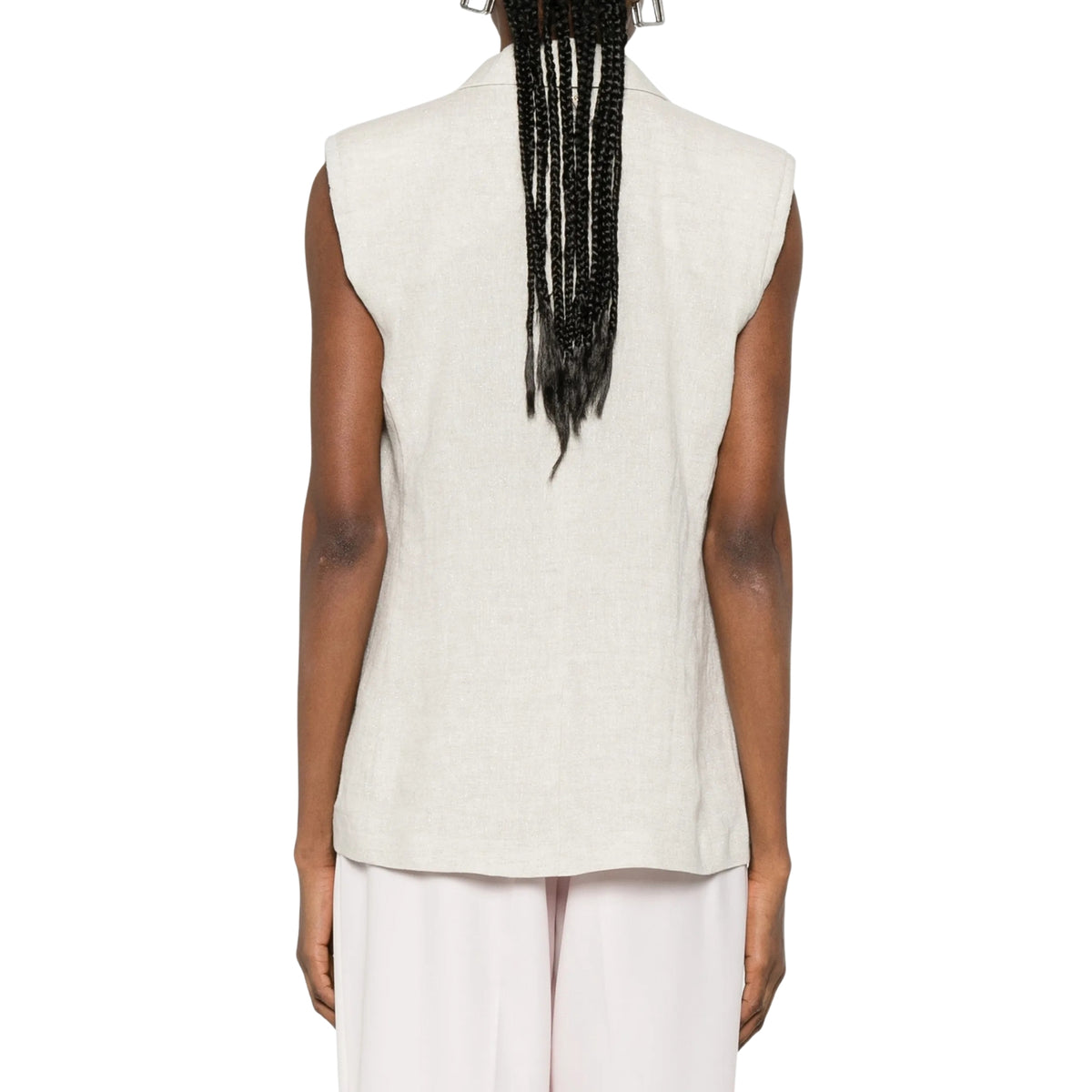 Gilet in lino naturale con lurex - Avorio