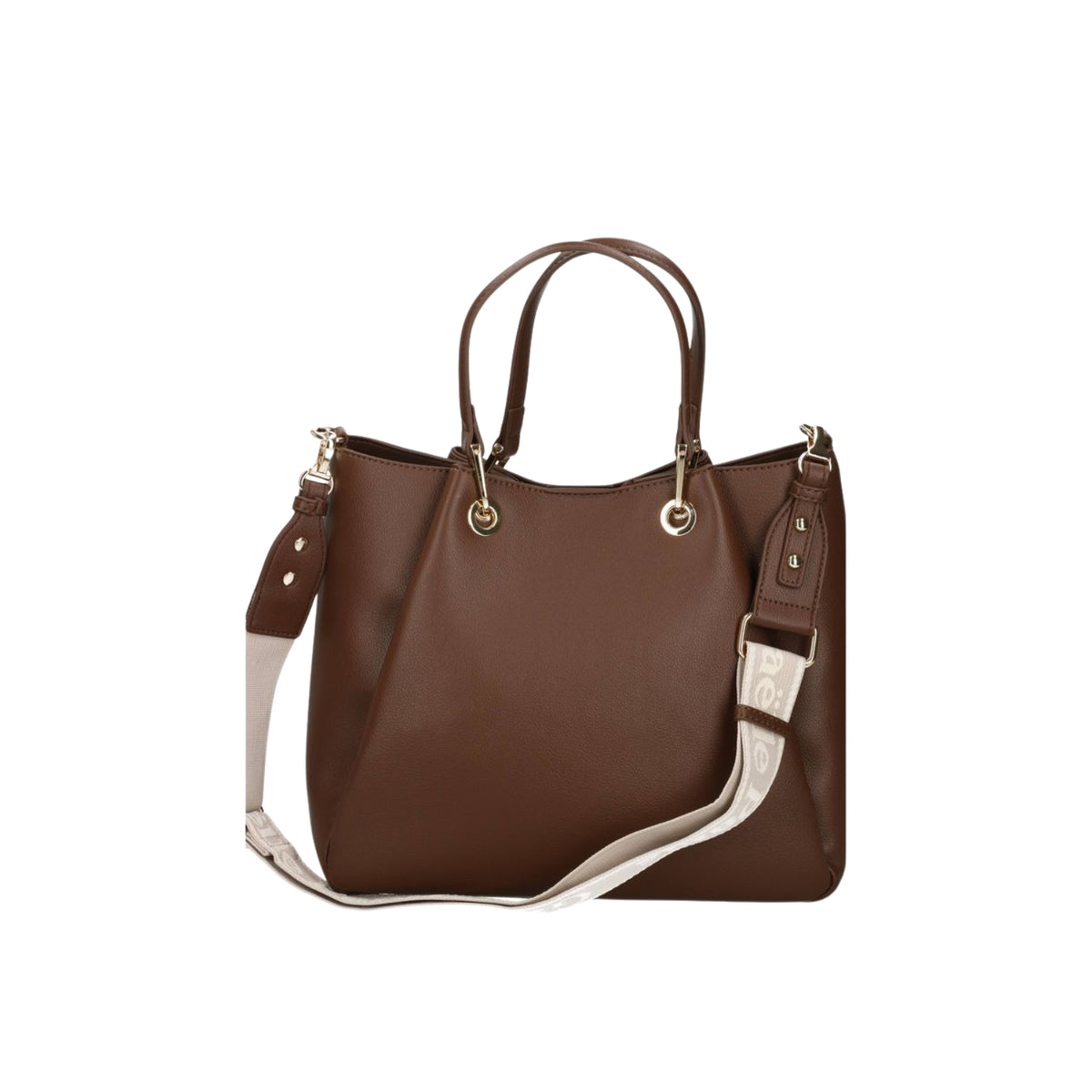 Maxi hand bag con tracolla jacquard - Moka