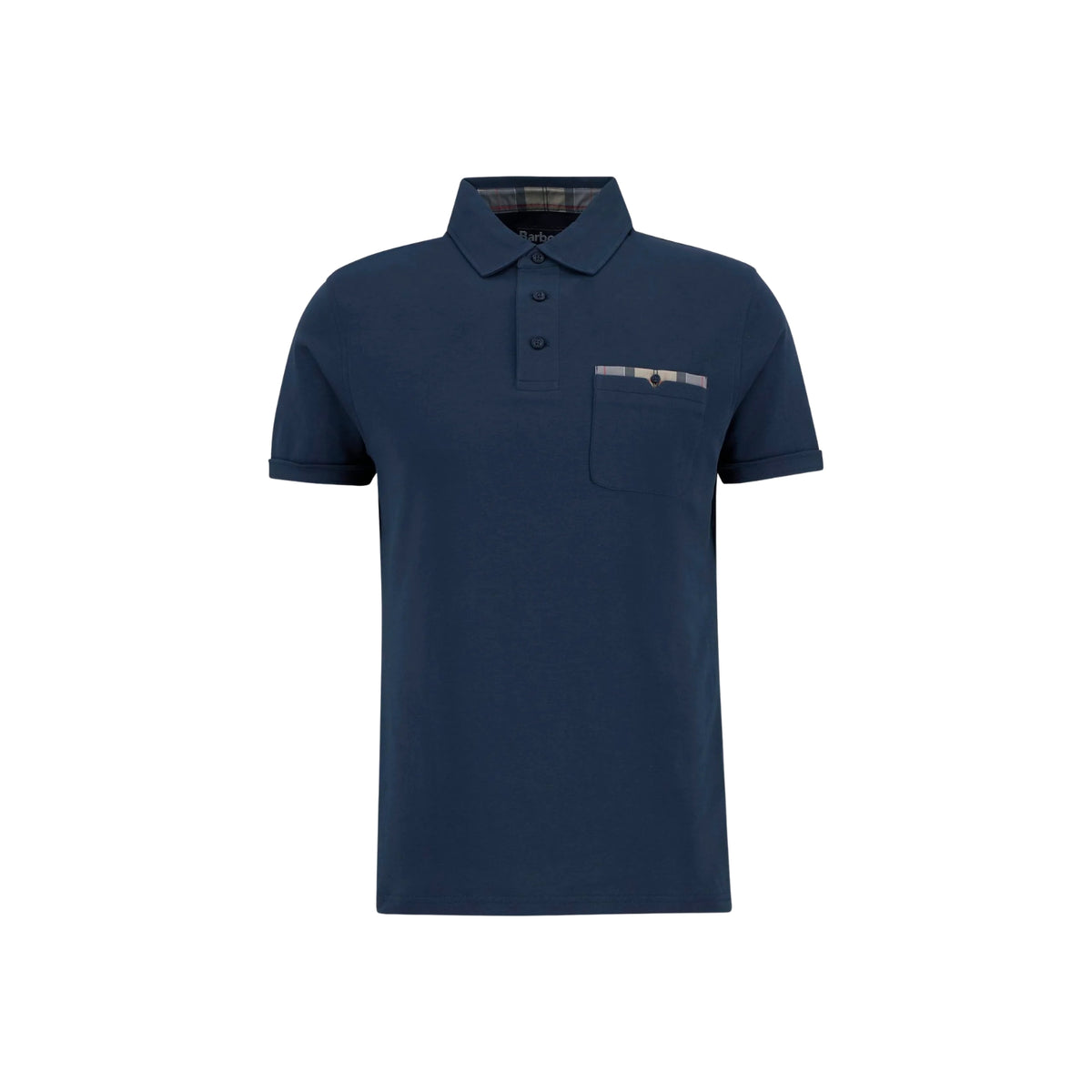 Polo Corpatch in cotone interlock con tartan - Blu