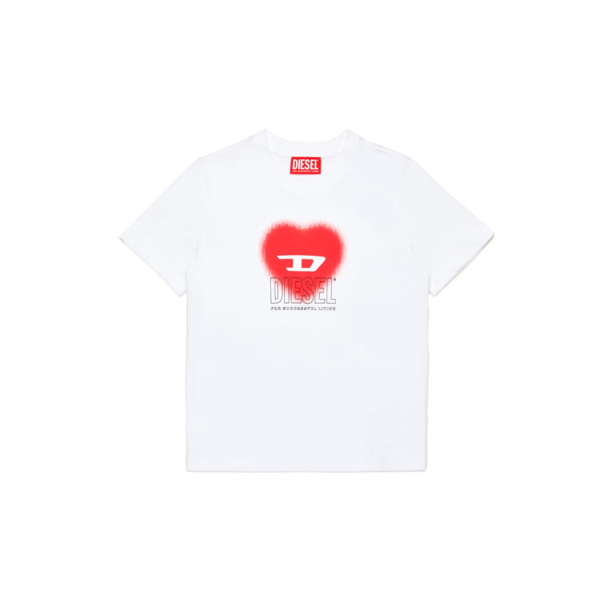T-shirt ragazza stampa cuore e logo Biscotto - Bianco