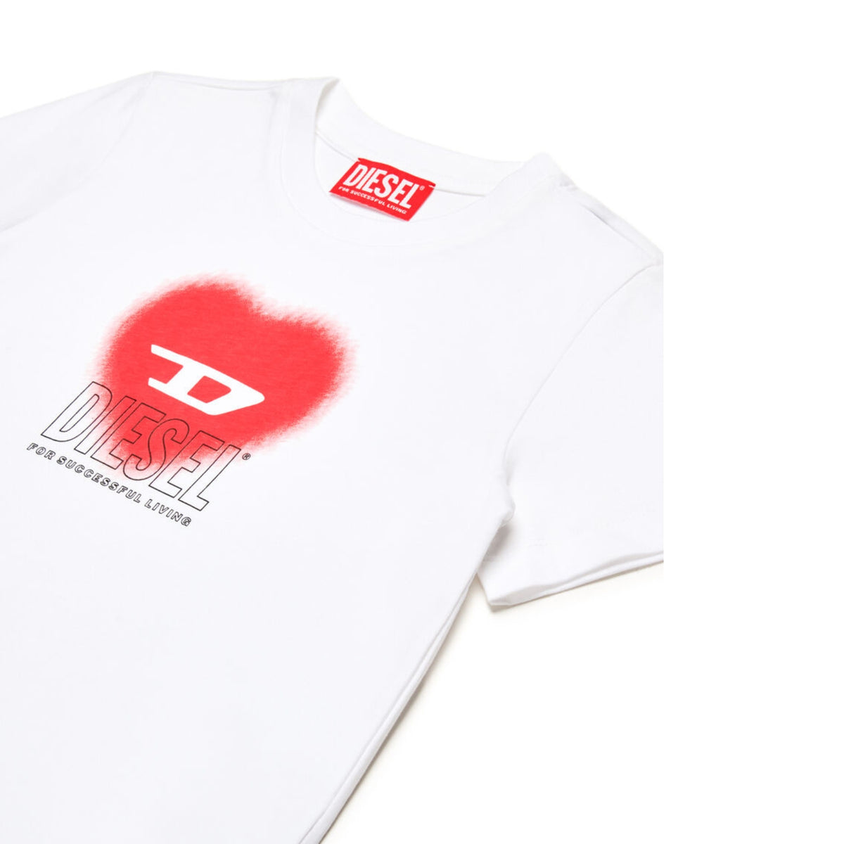 T-shirt ragazza stampa cuore e logo Biscotto - Bianco