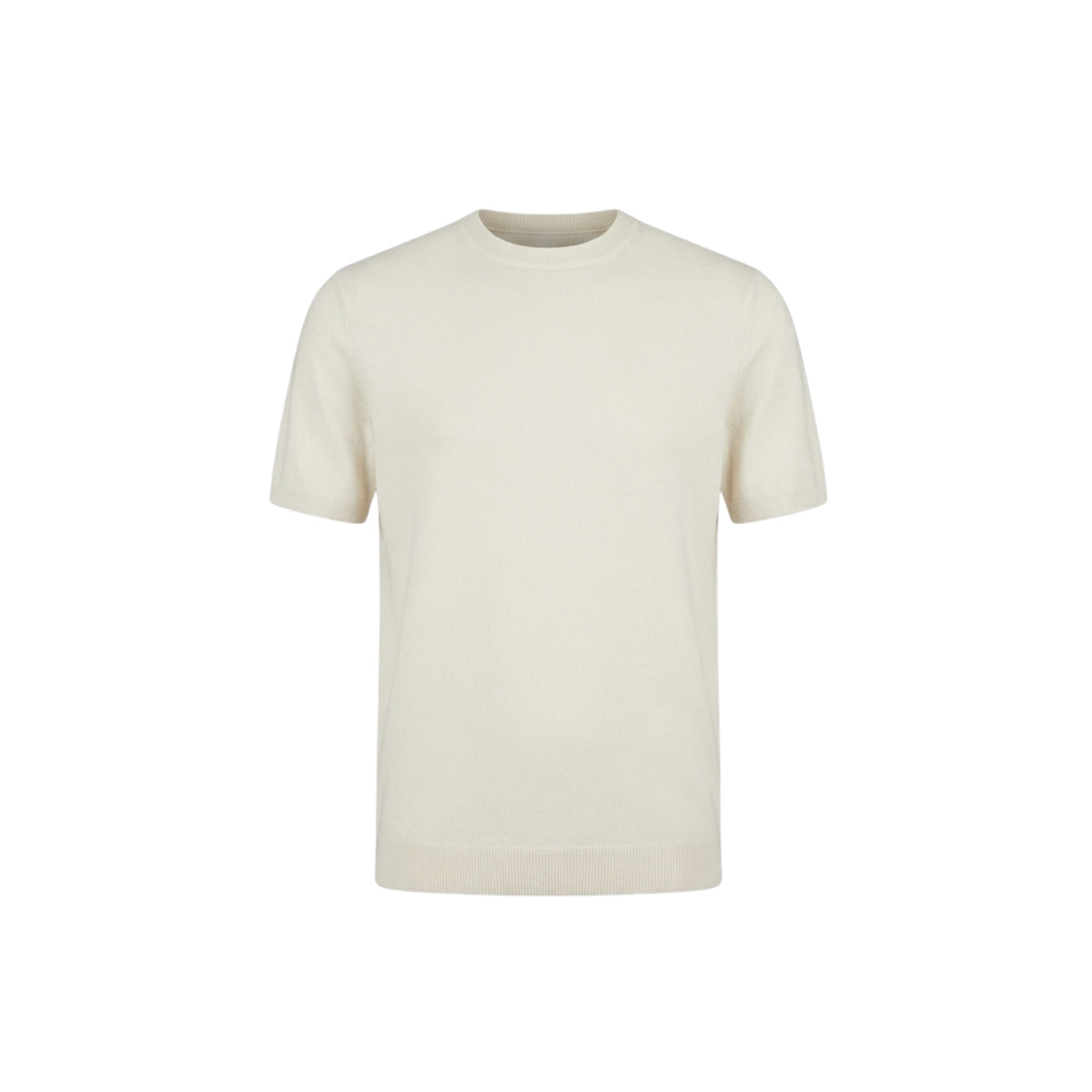 Maglia manica corta in lana e cotone-AVORIO