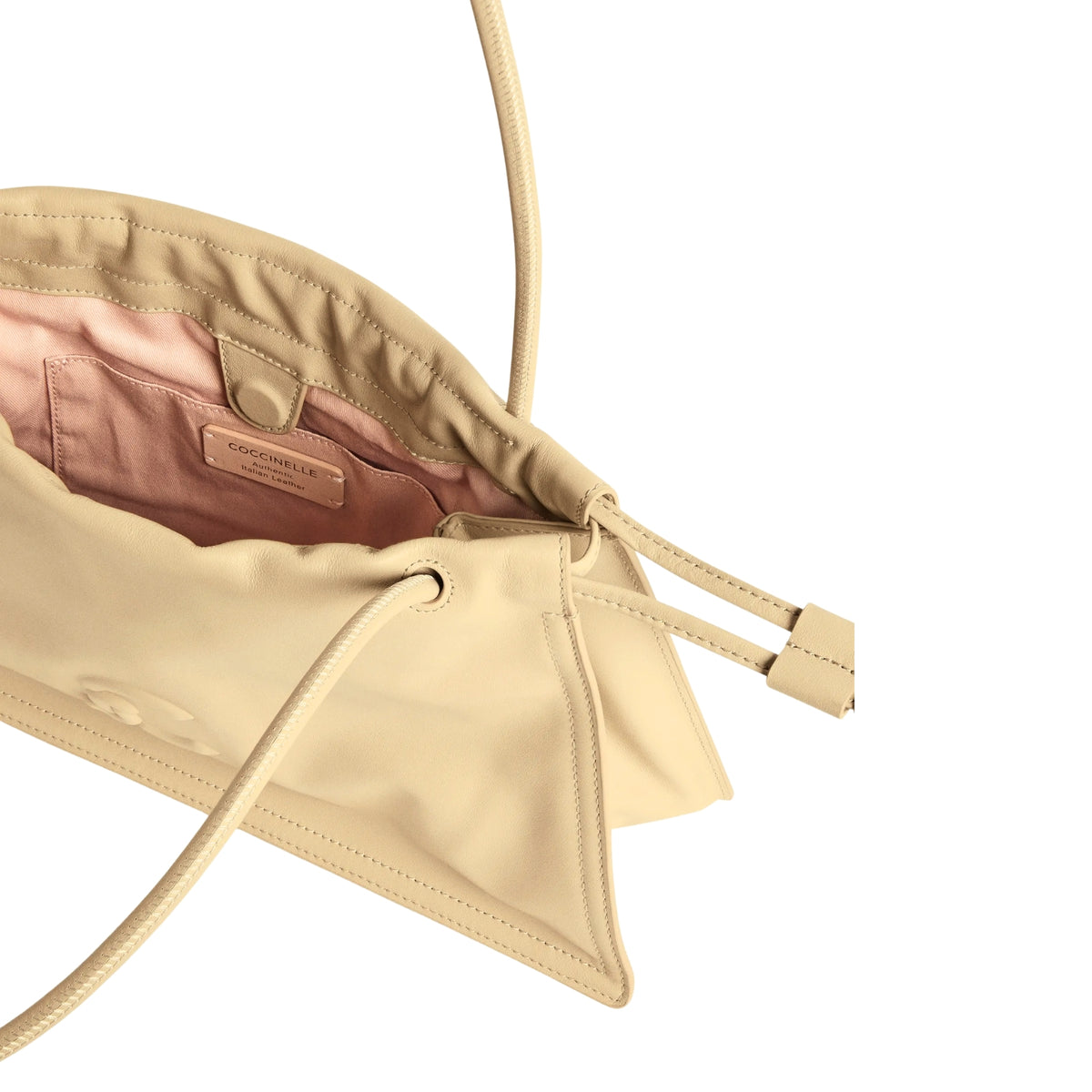 Borsa Dulse in pelle liscia con coulisse - Beige