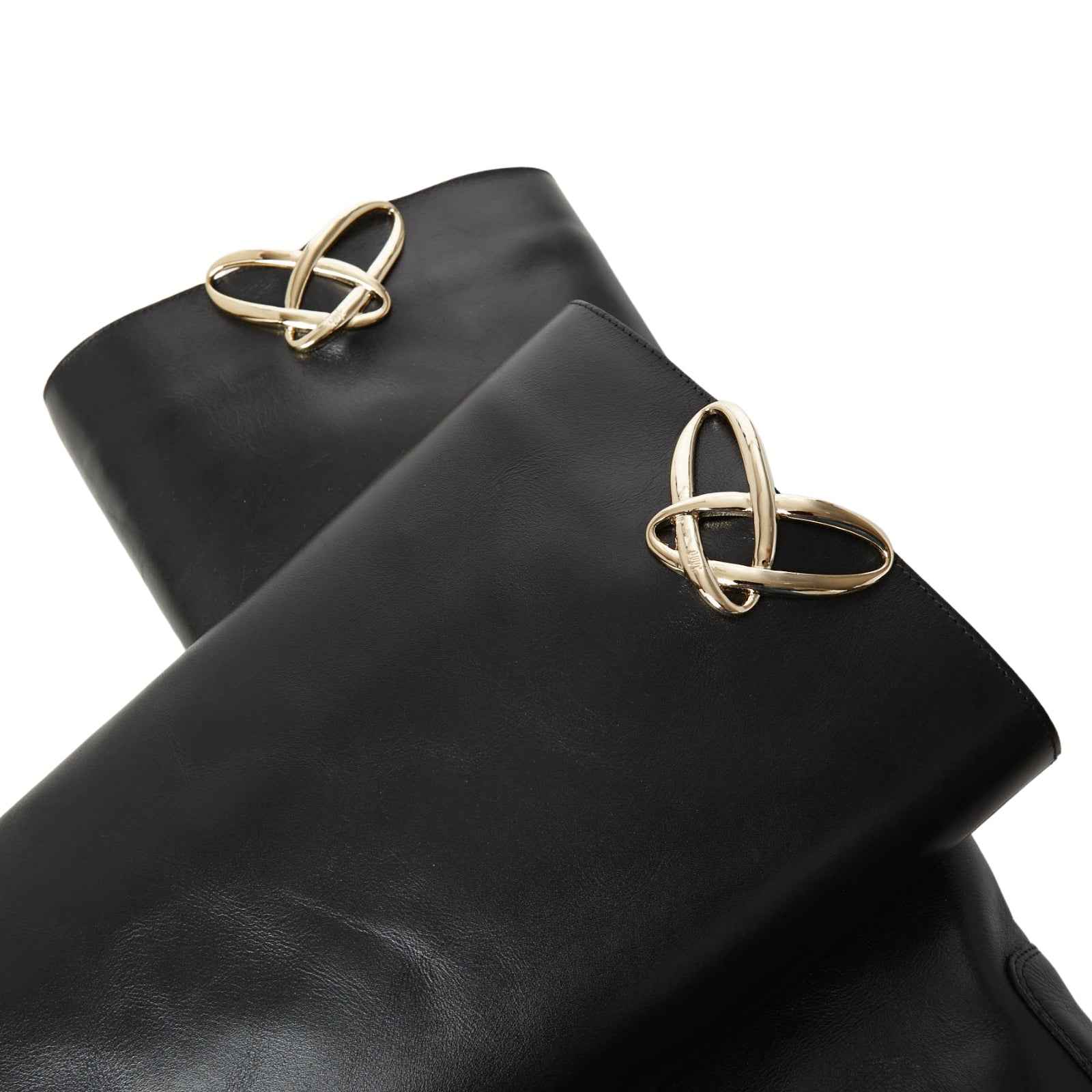 Stivale in pelle con accessorio oro