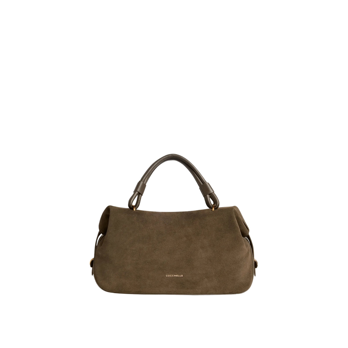Borsa Lizzie con manici su ponticelli metallici - Fango