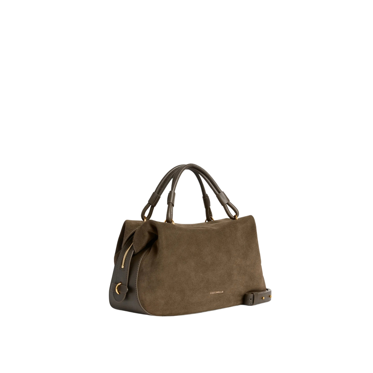Borsa Lizzie con manici su ponticelli metallici - Fango