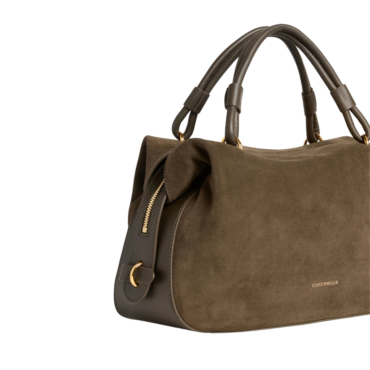 Borsa Lizzie con manici su ponticelli metallici - Fango