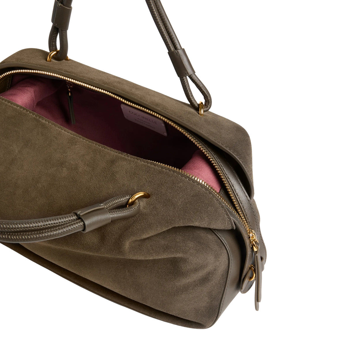 Borsa Lizzie con manici su ponticelli metallici - Fango